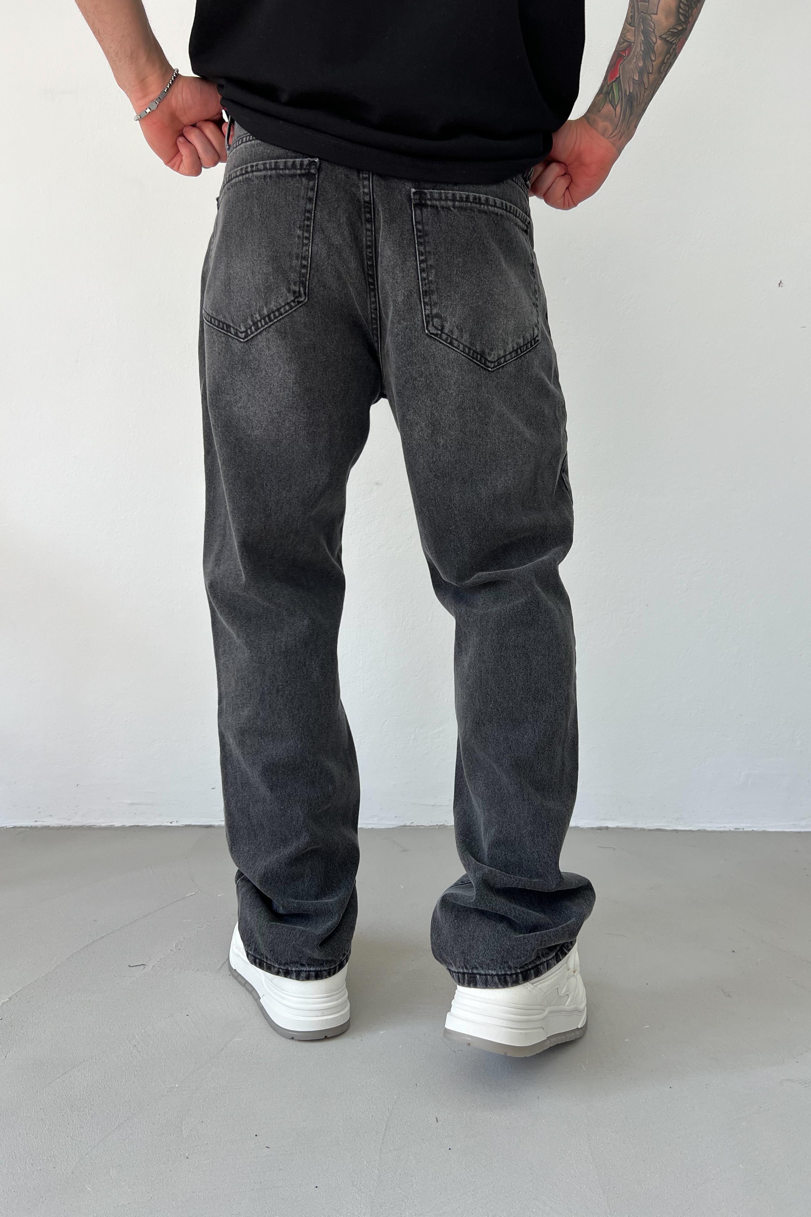 Taşlamalı Antrasit Baggy Pantolon 16671-STD