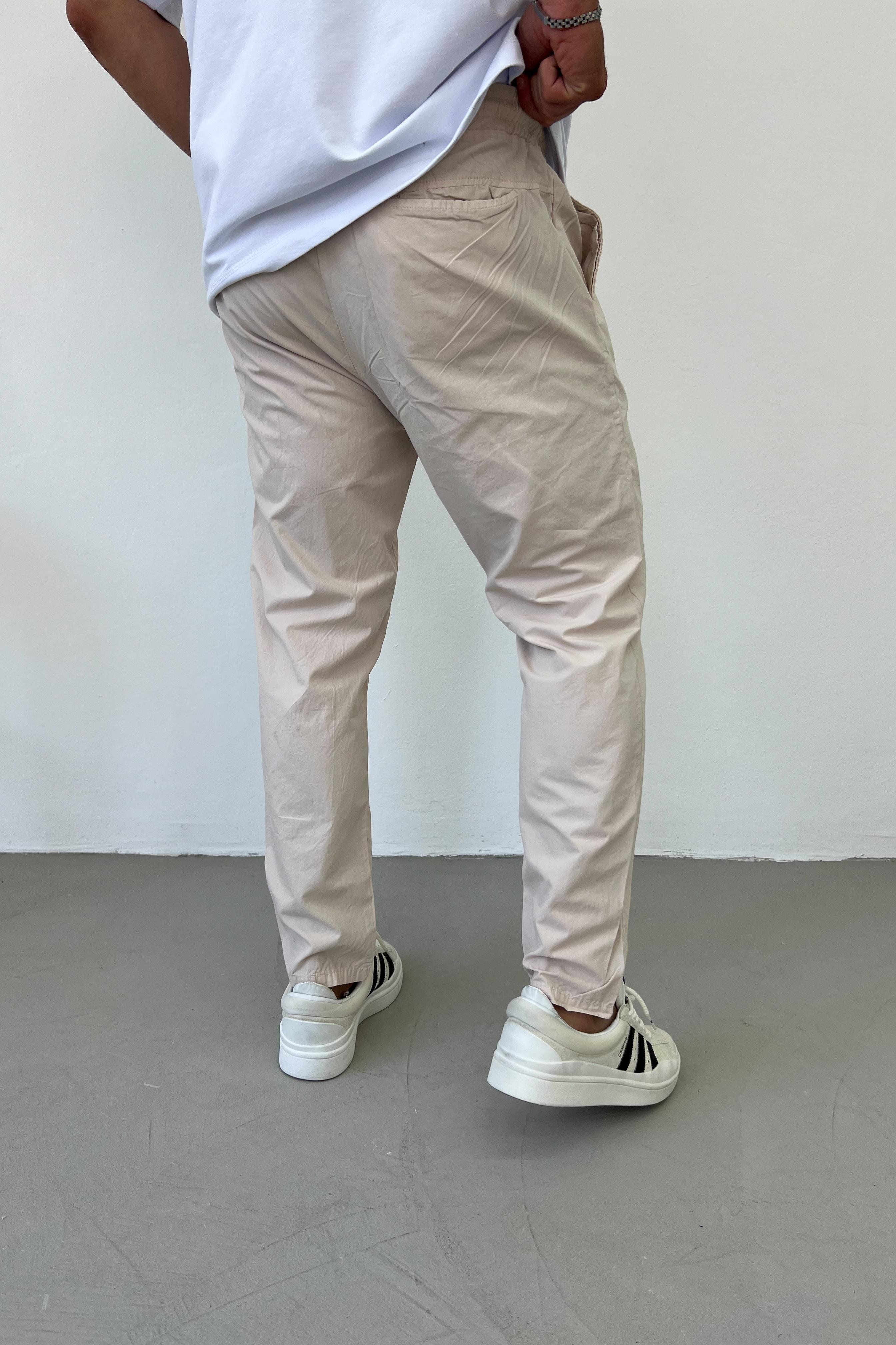 Beli Lastikli Gabardin Kumaş Bej Pantolon 103