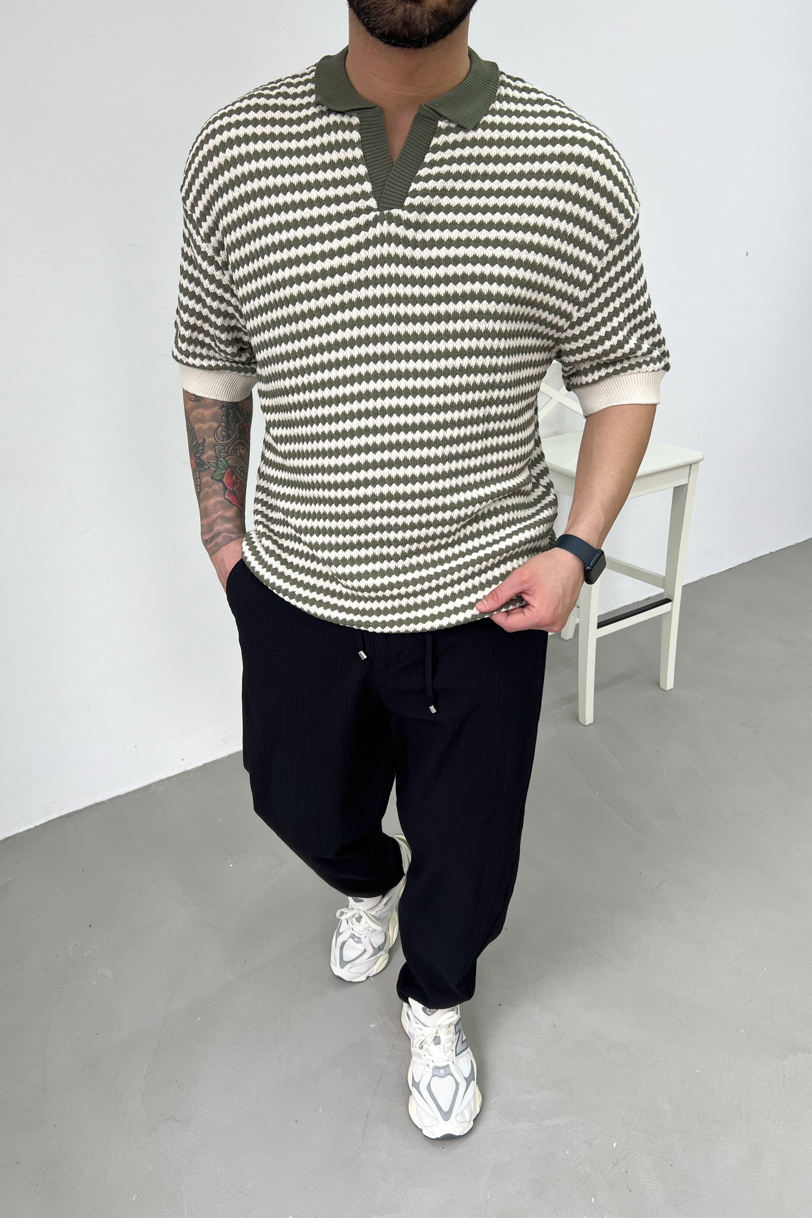 Diagonel Kumaş Polo Yaka Tshirt 24121