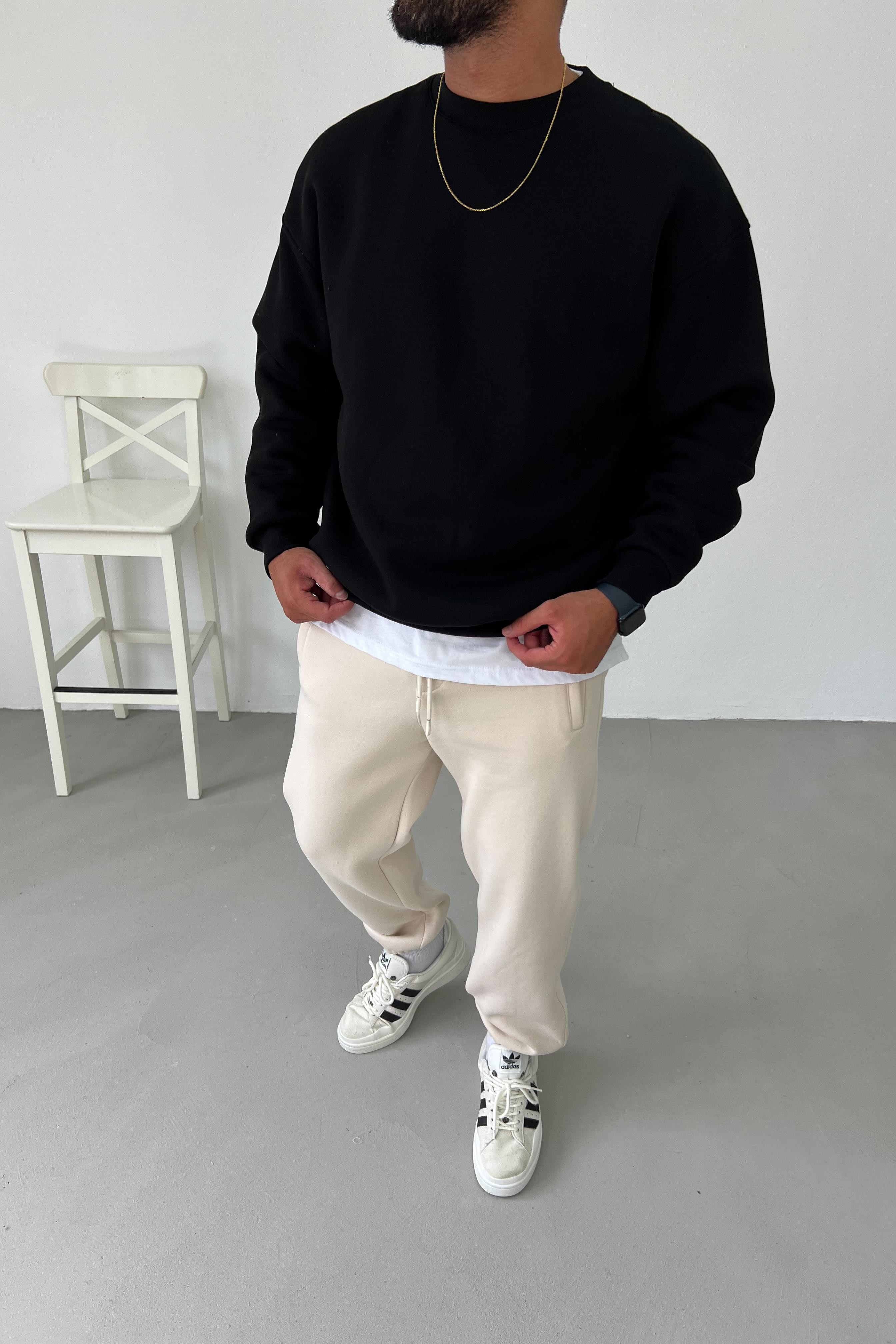 Siyah Oversize Basic Sweatshirt 1401