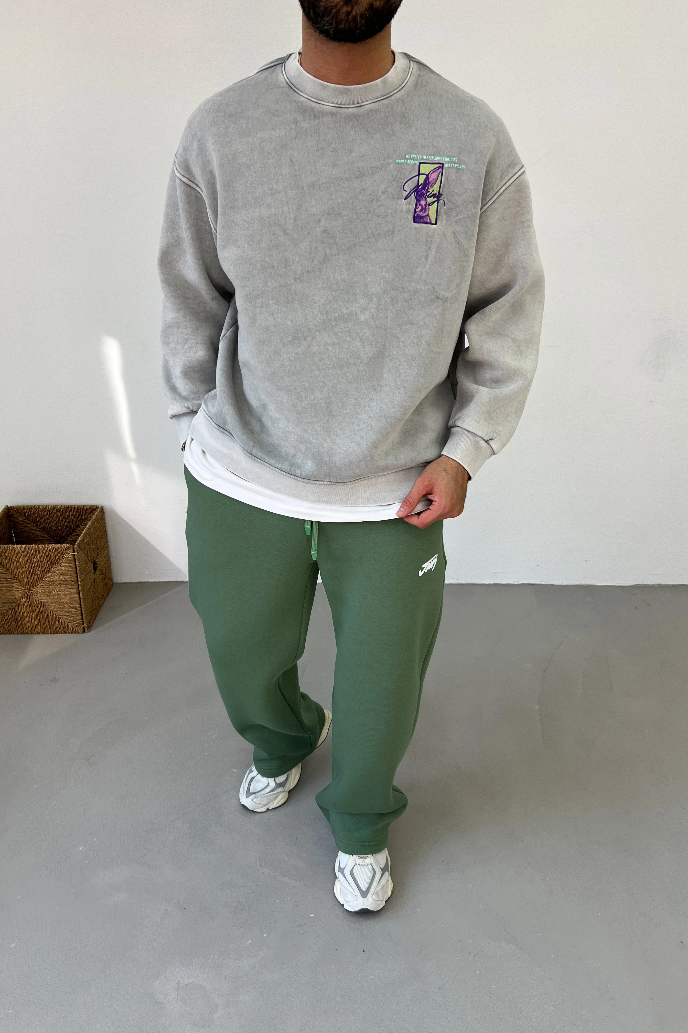 Rising Rabbit Detaylı Yıkamalı Oversize Sweatshirt 7088