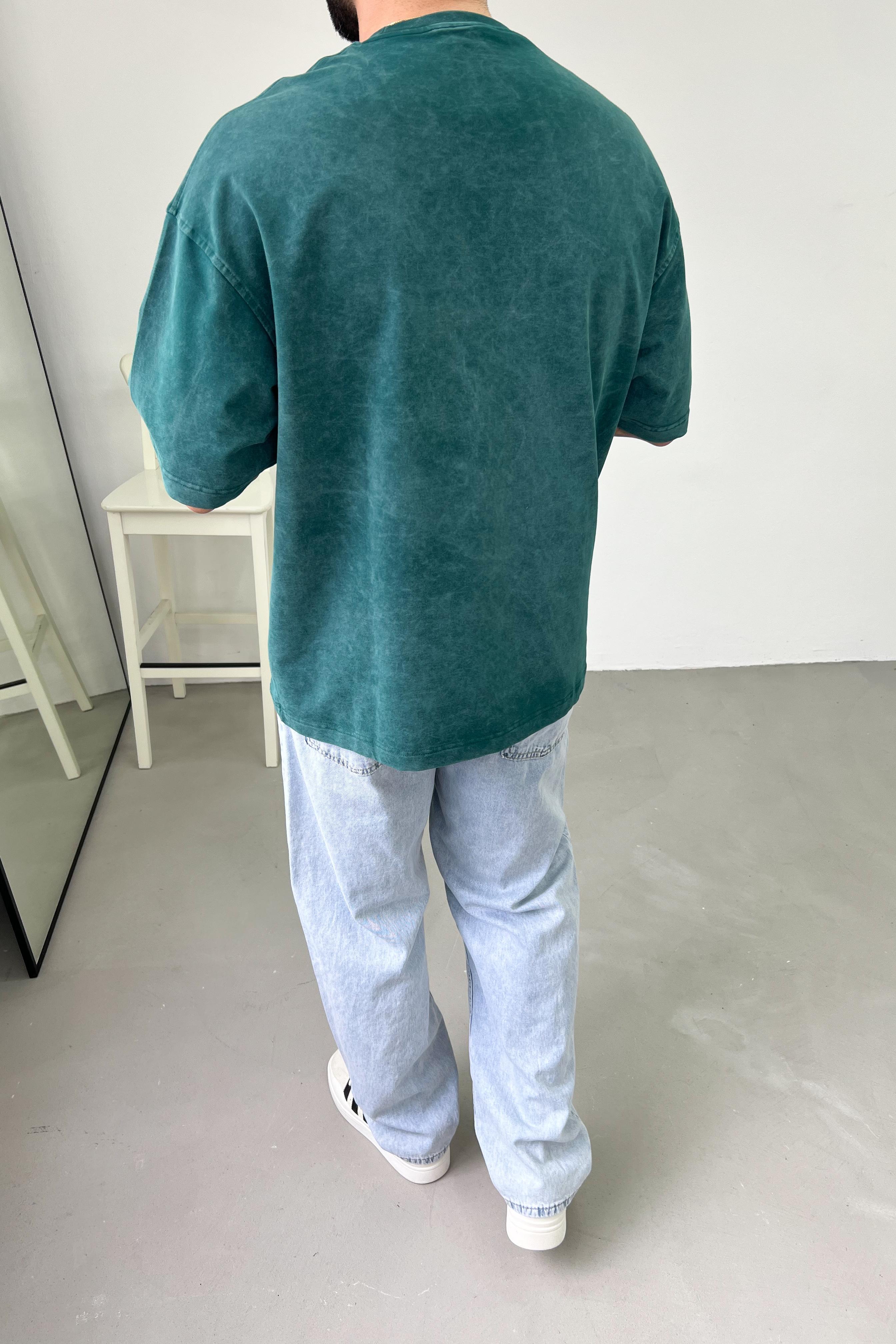 Bold Nakışlı Yıkamalı Oversize Tshirt 71-53