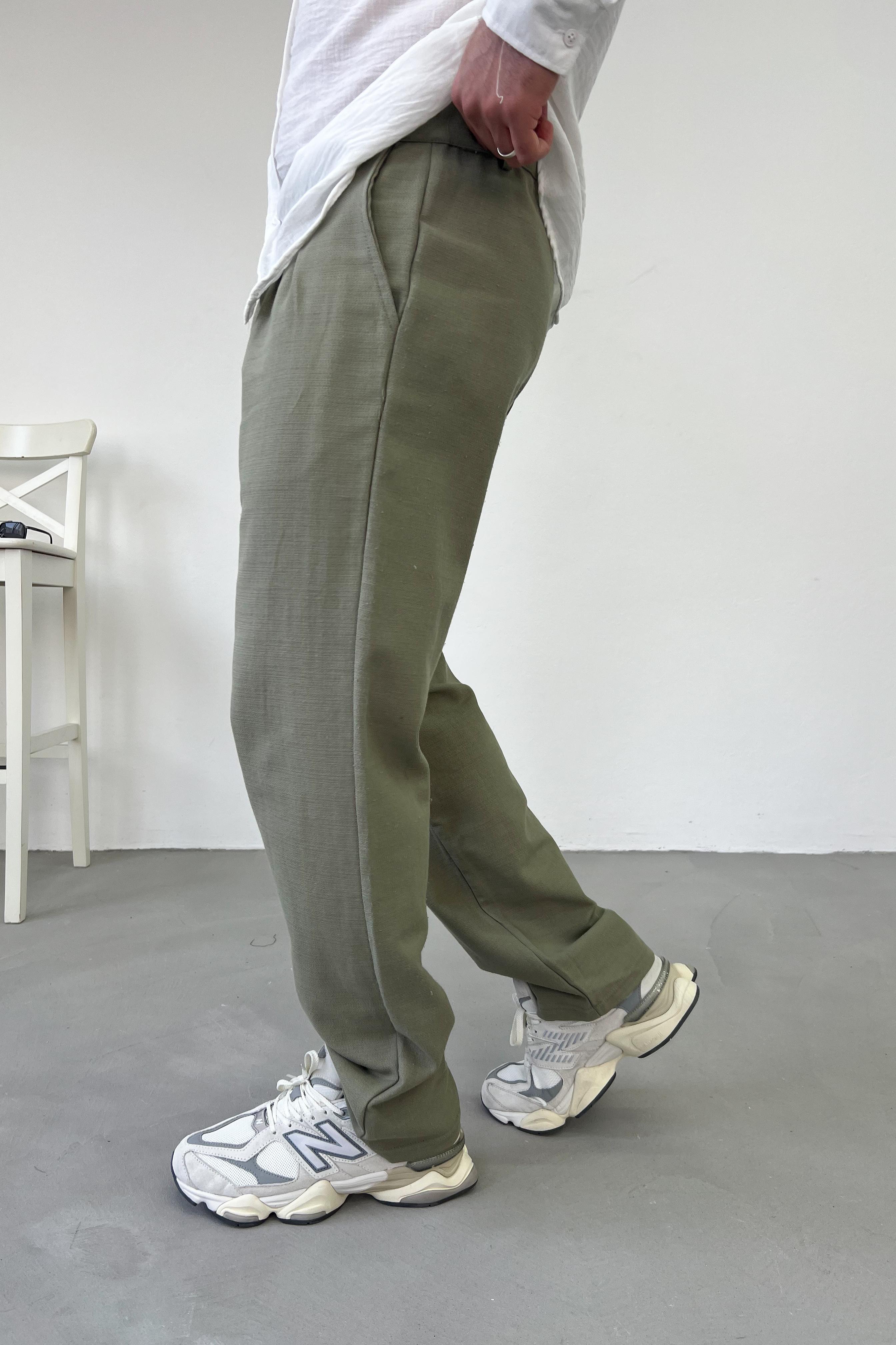 Pileli Keten Baggy Pantolon 0011