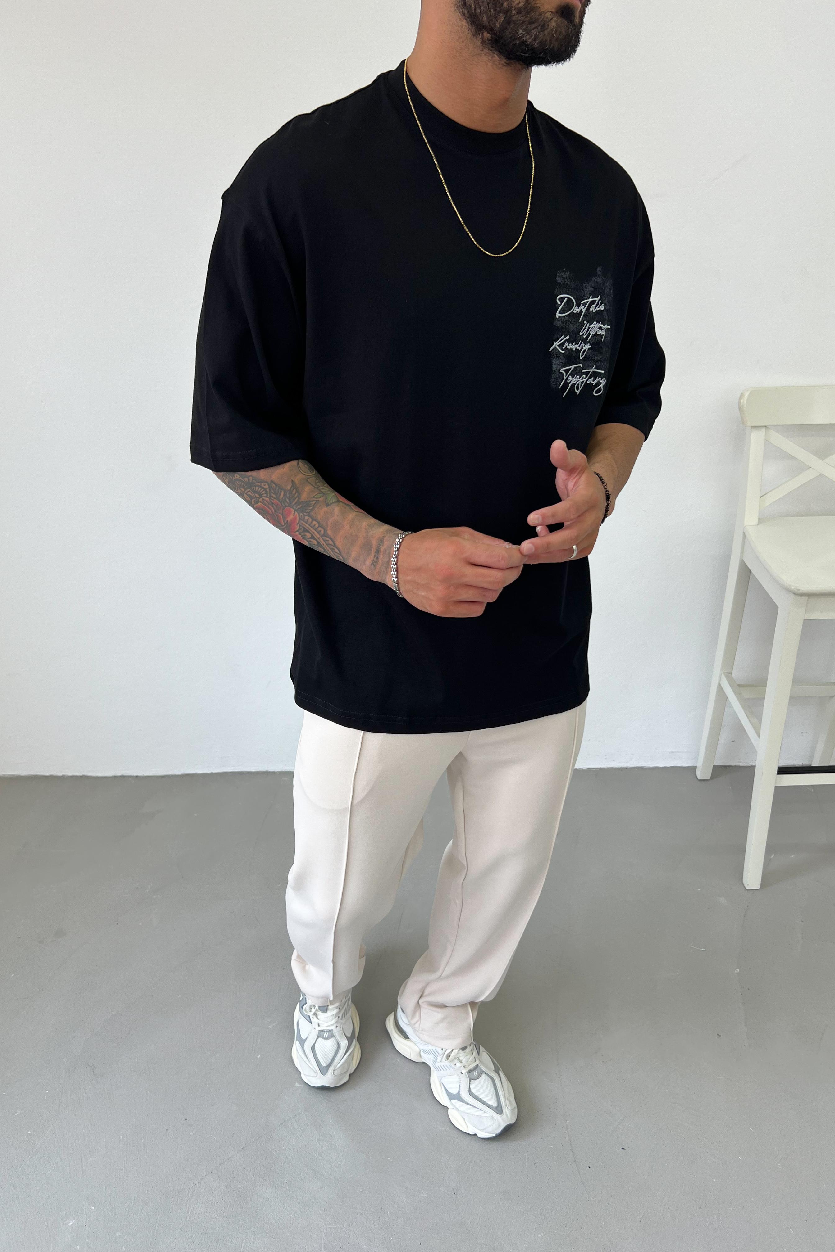 Don't Baskılı Oversize Tshirt Y2529