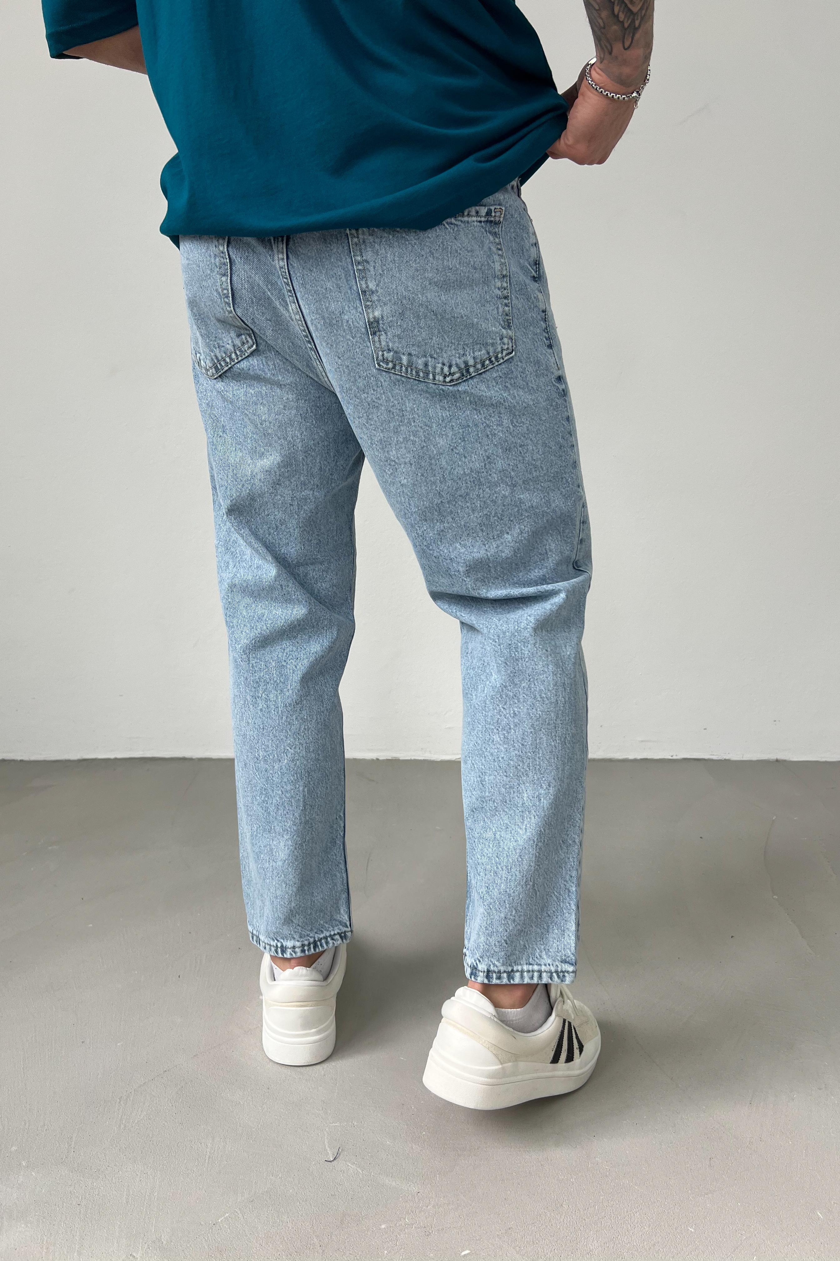Yırtık Detaylı Buz Mavi Boyfriend Pantolon 2298