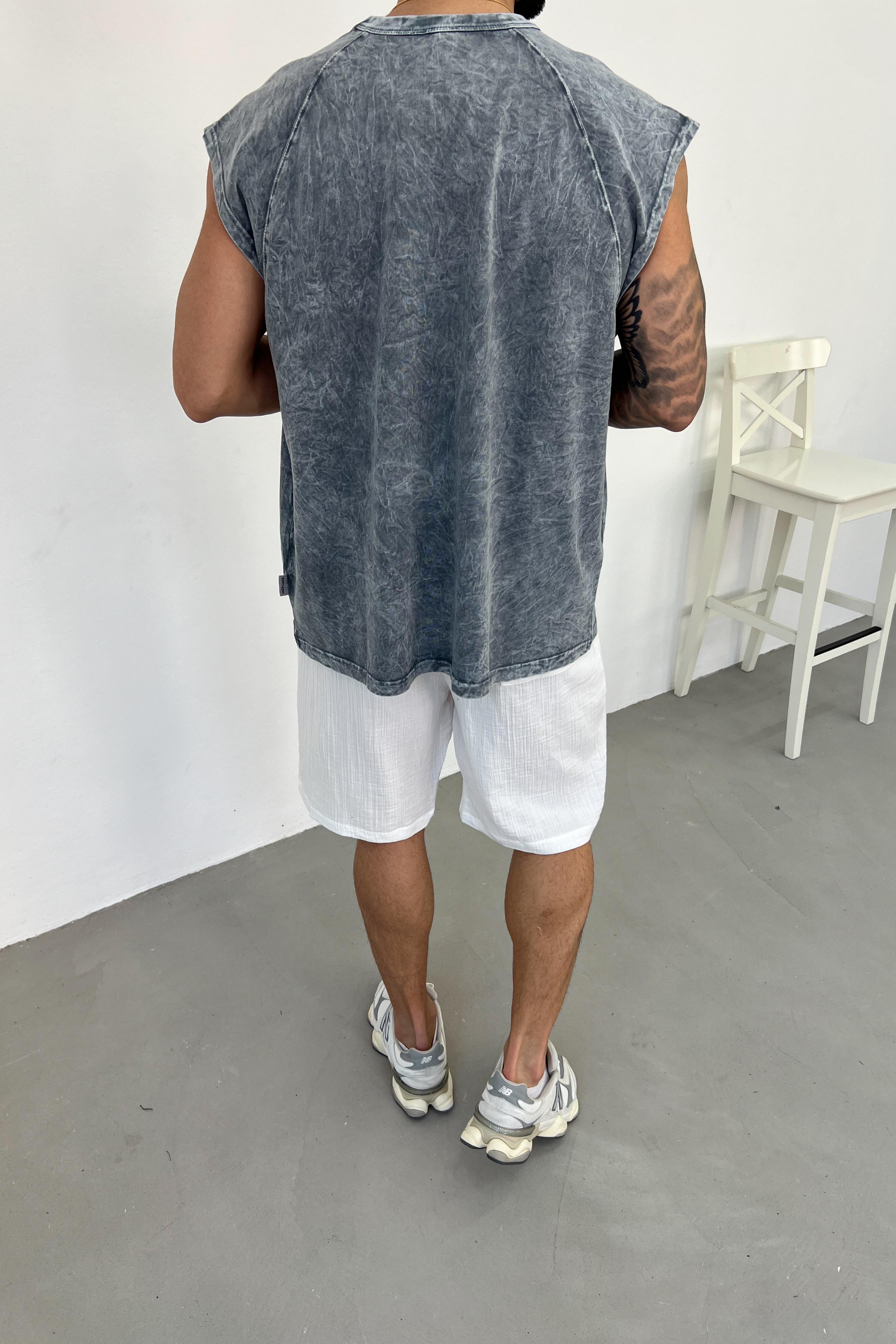 Say No Baskılı Yıkamalı Kolsuz Oversize Tshirt 25Y278