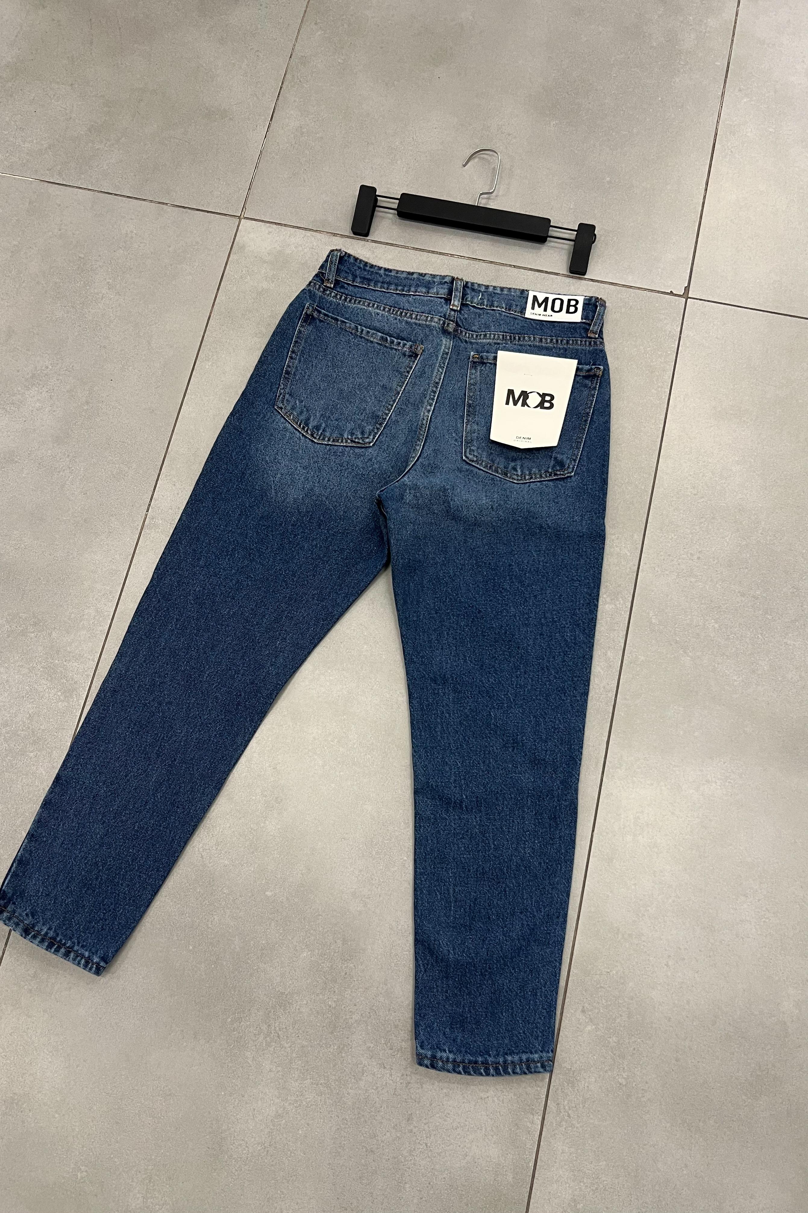 Yırtık Detaylı Mavi Boyfriend Pantolon 416