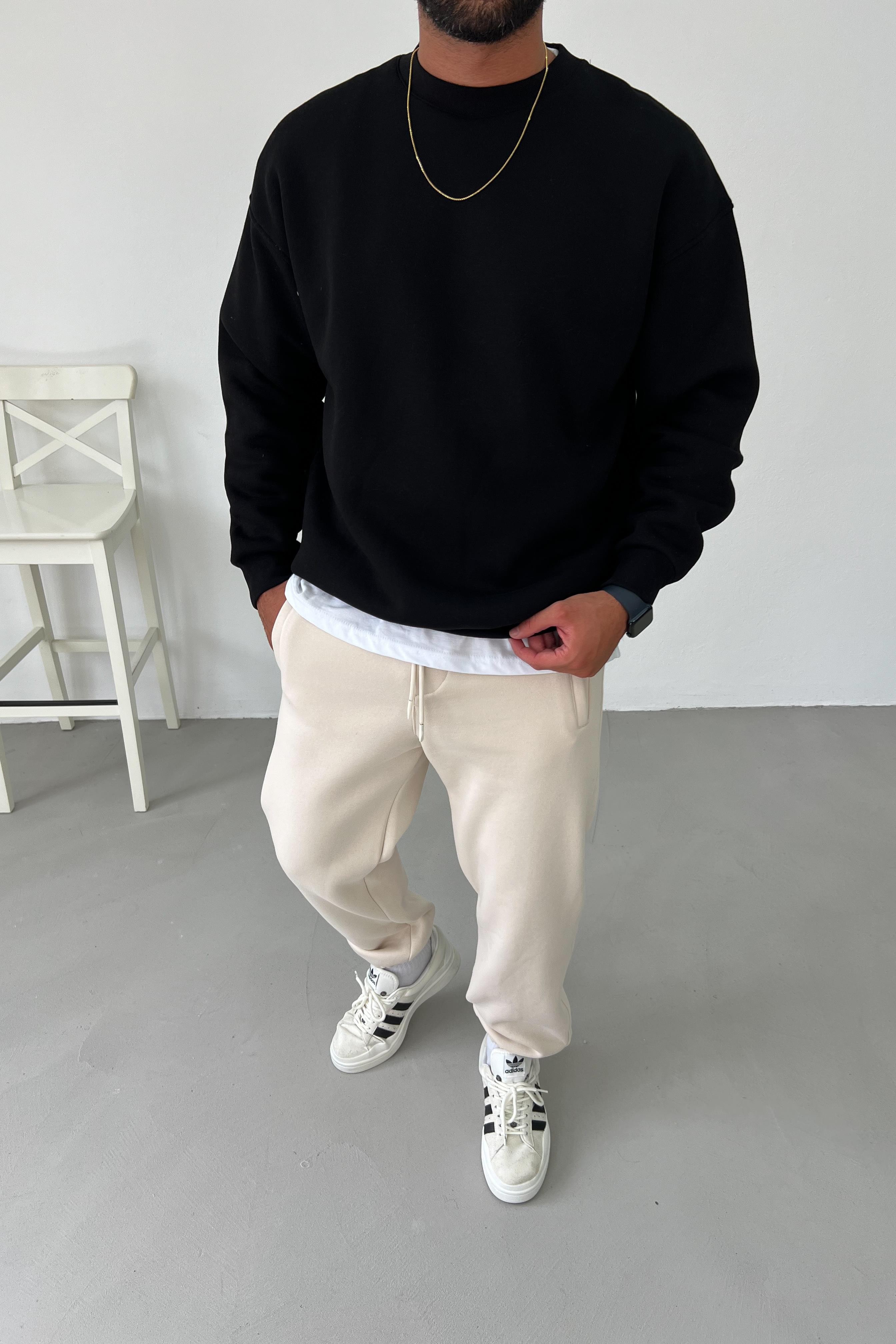 Siyah Oversize Basic Sweatshirt 1401