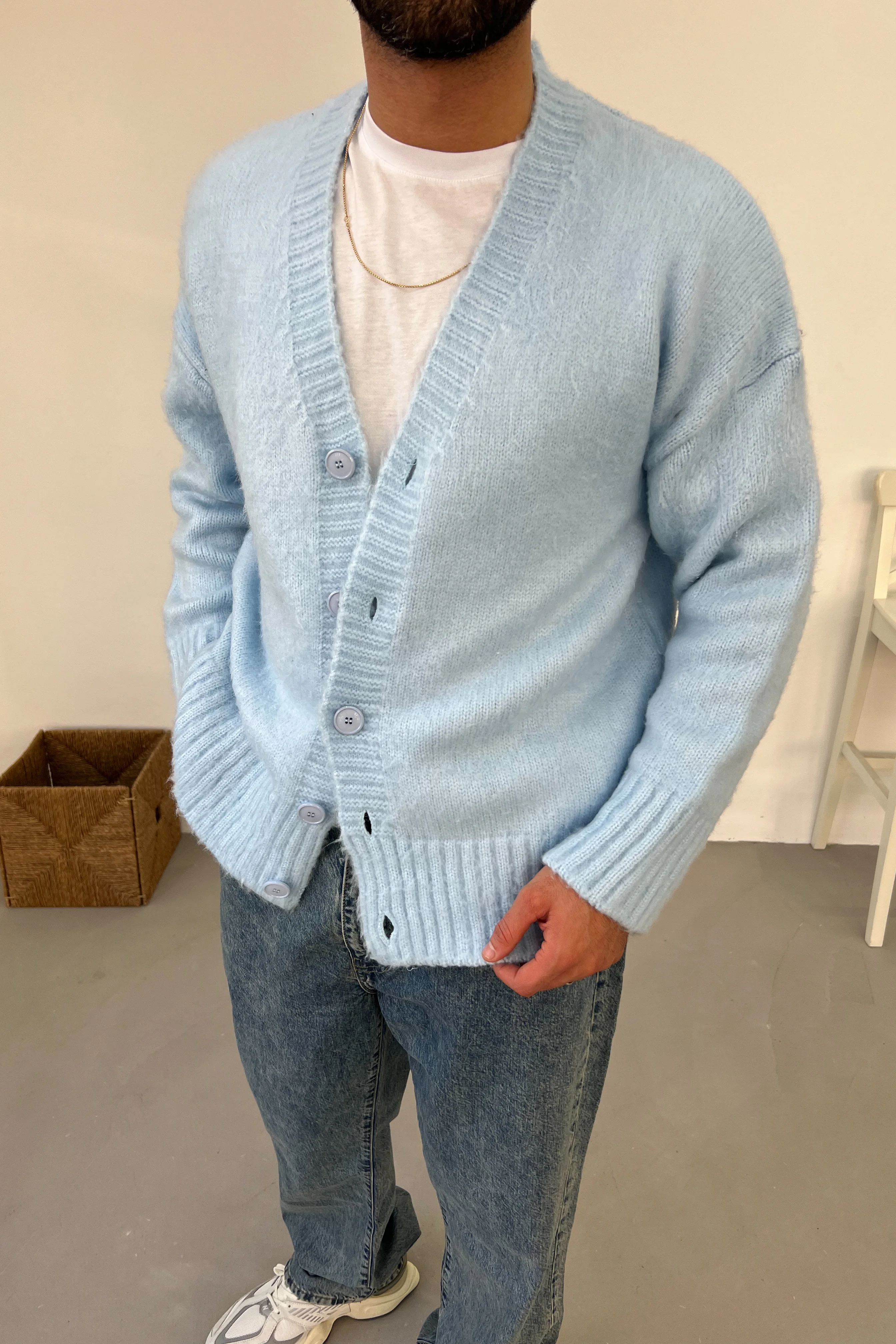 Oversize Düğmeli Hırka 3264 - Bebe Mavi