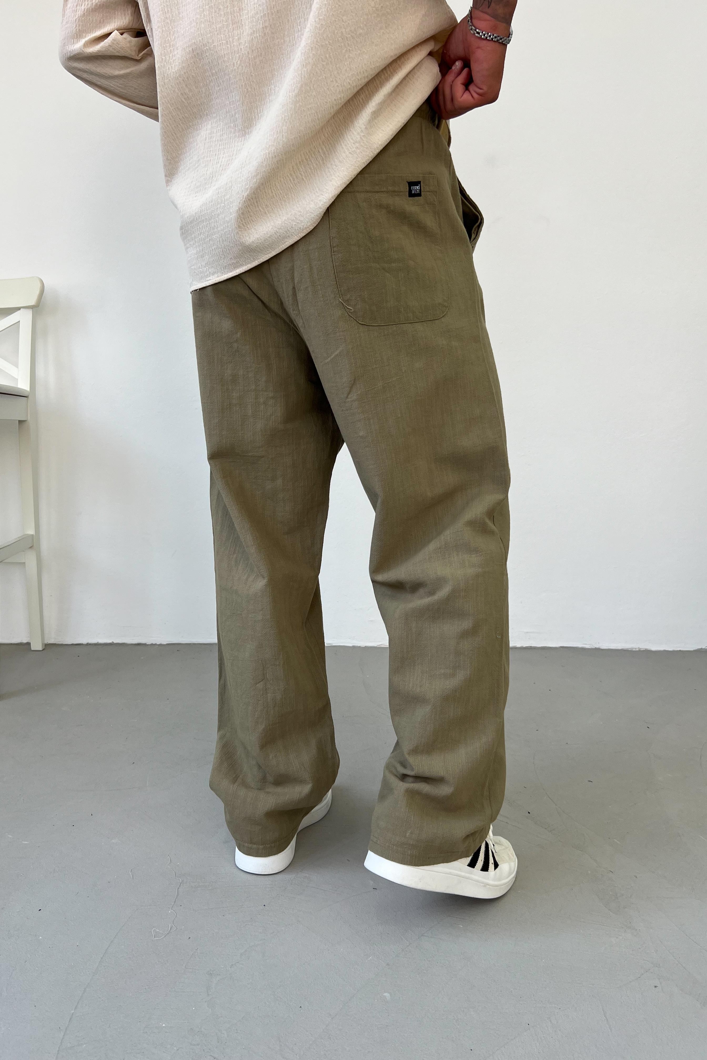 Haki Keten Baggy Pantolon 110