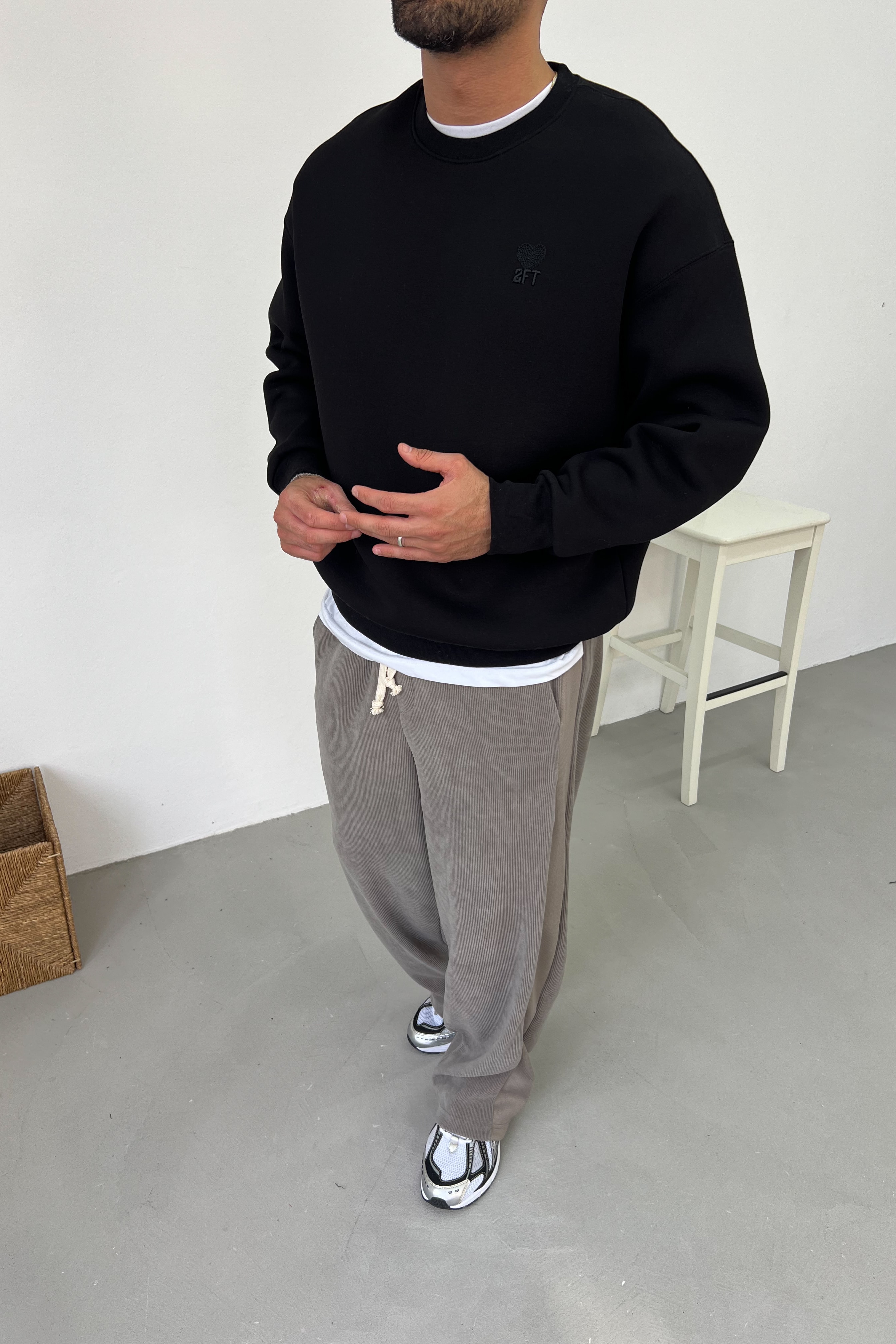 2FT Nakışlı Oversize Basic Sweatshirt 7080