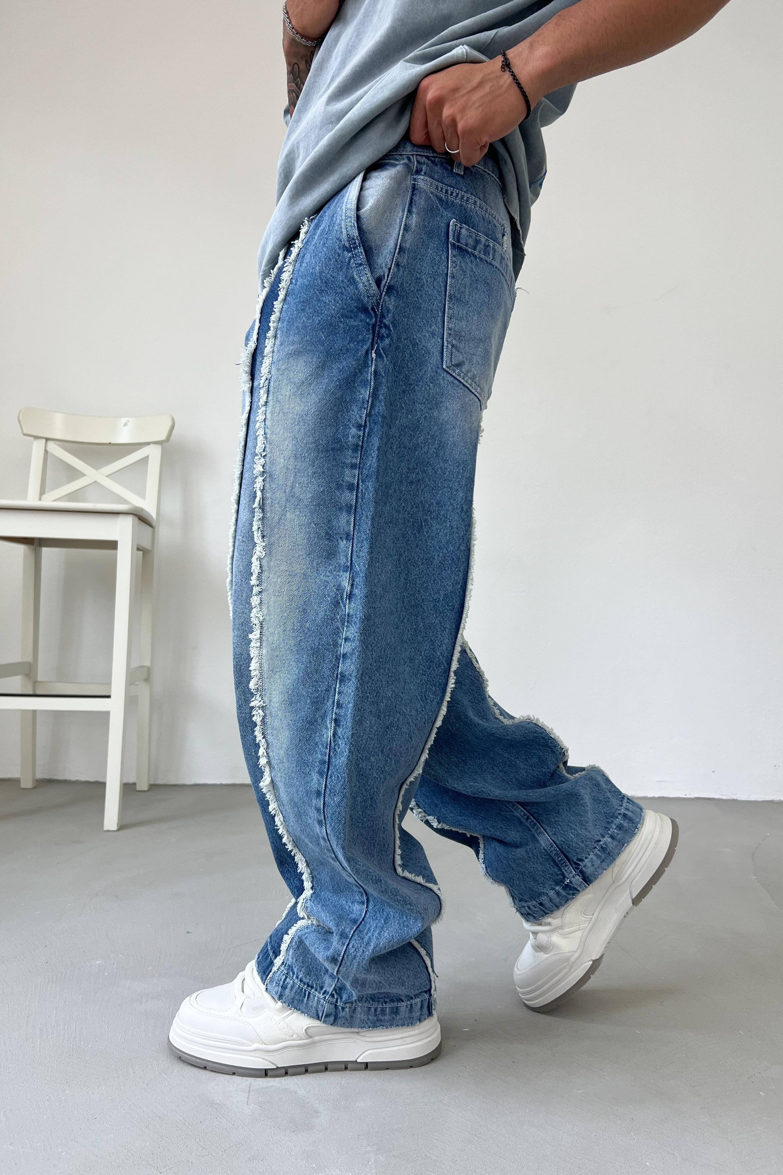 Özel Tasarım Mavi Baggy Pantolon K573