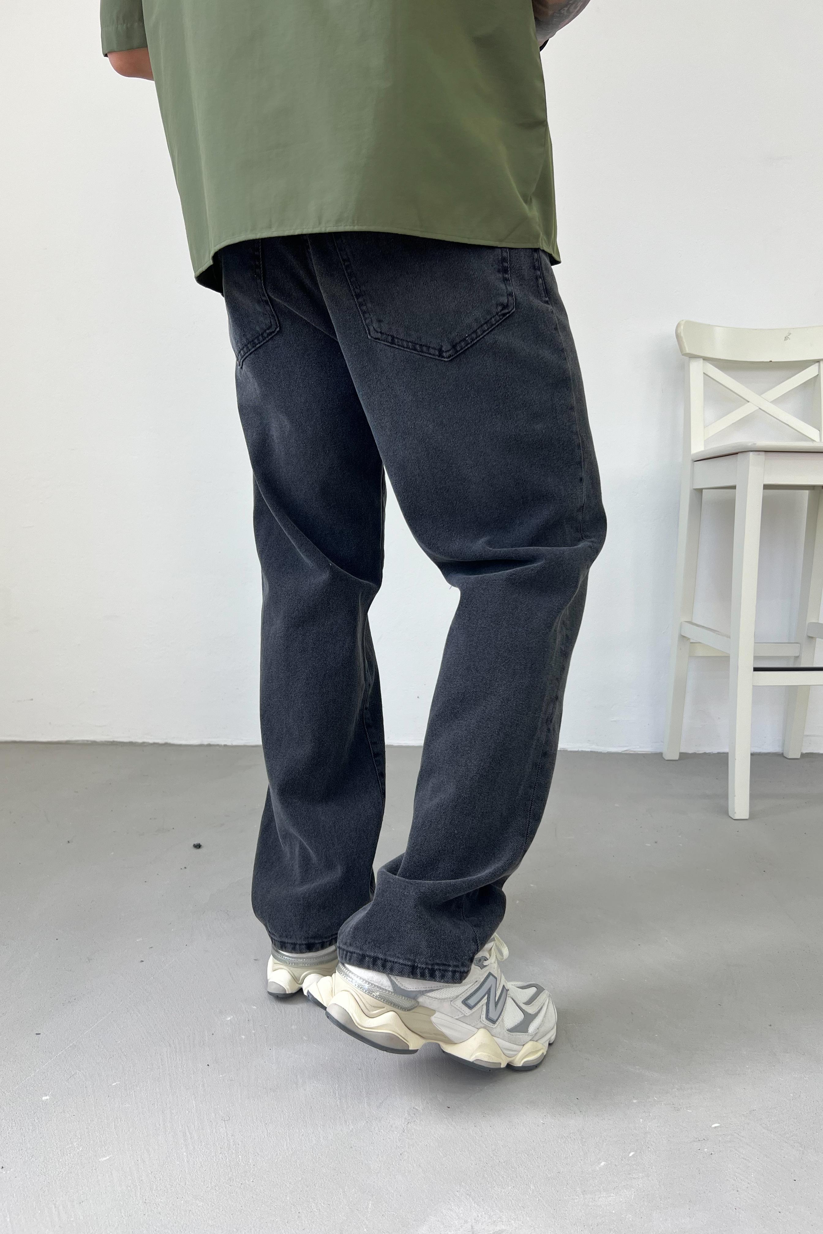 Taşlamalı Füme Baggy Pantolon 16728-3