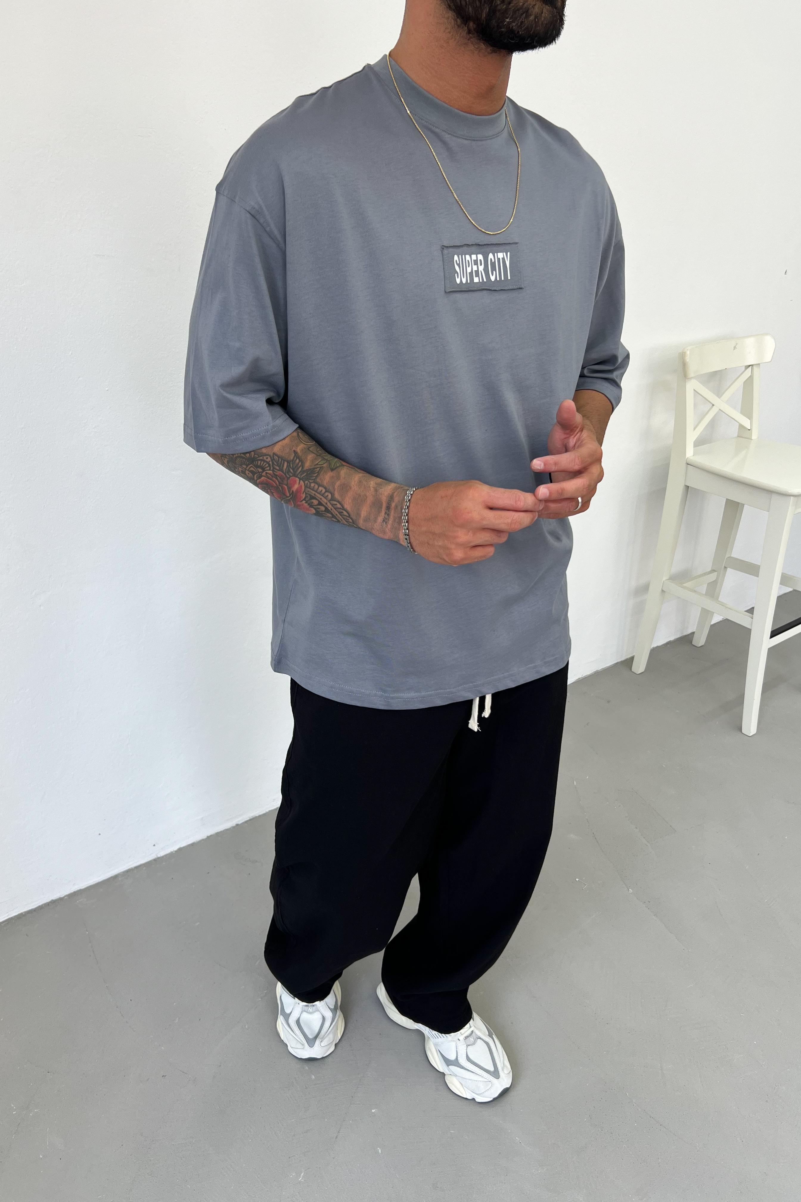SuperCity Baskılı Oversize Tshirt Y2527