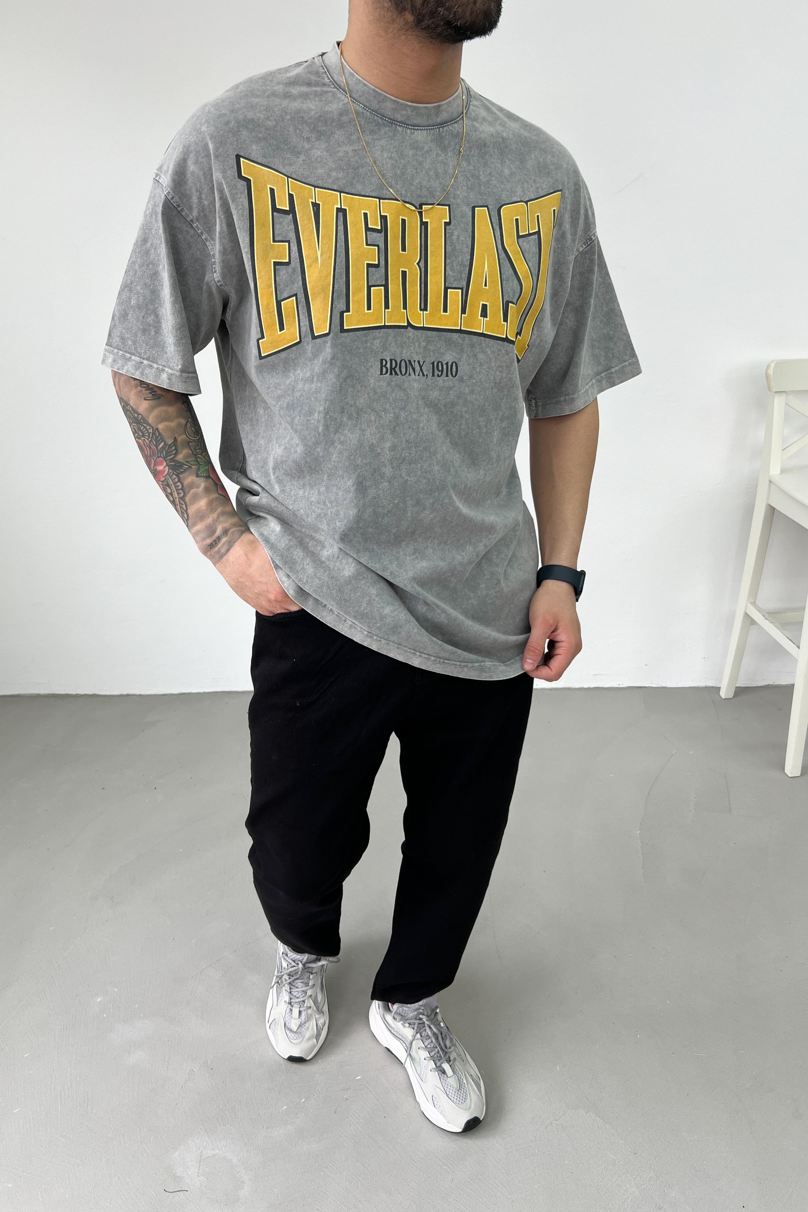 Everlast Baskılı Yıkamalı Oversize Tshirt Y221