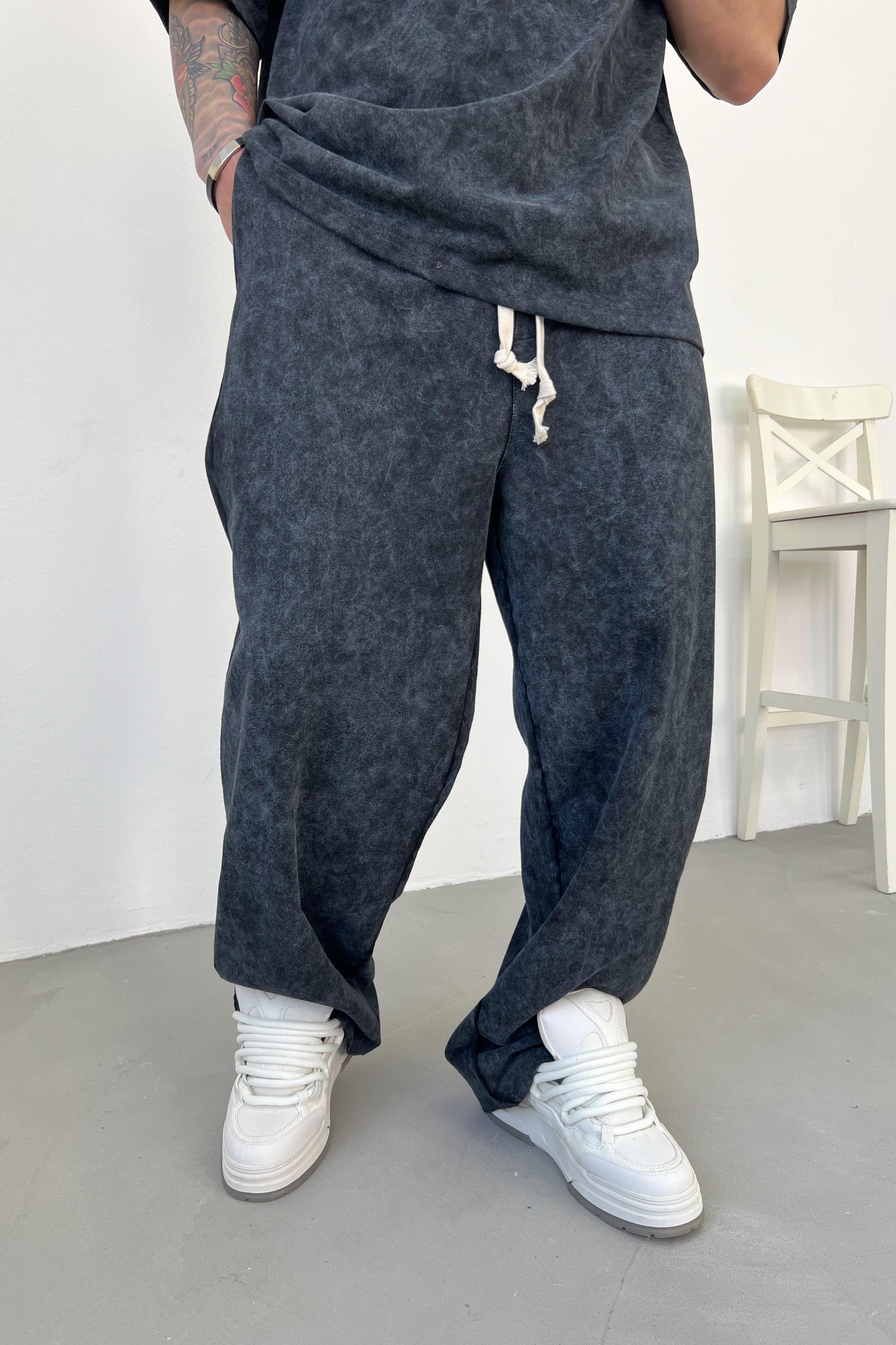 Jcy Baskılı Yıkamalı Baggy Eşofman 25Y202 - Antrasit