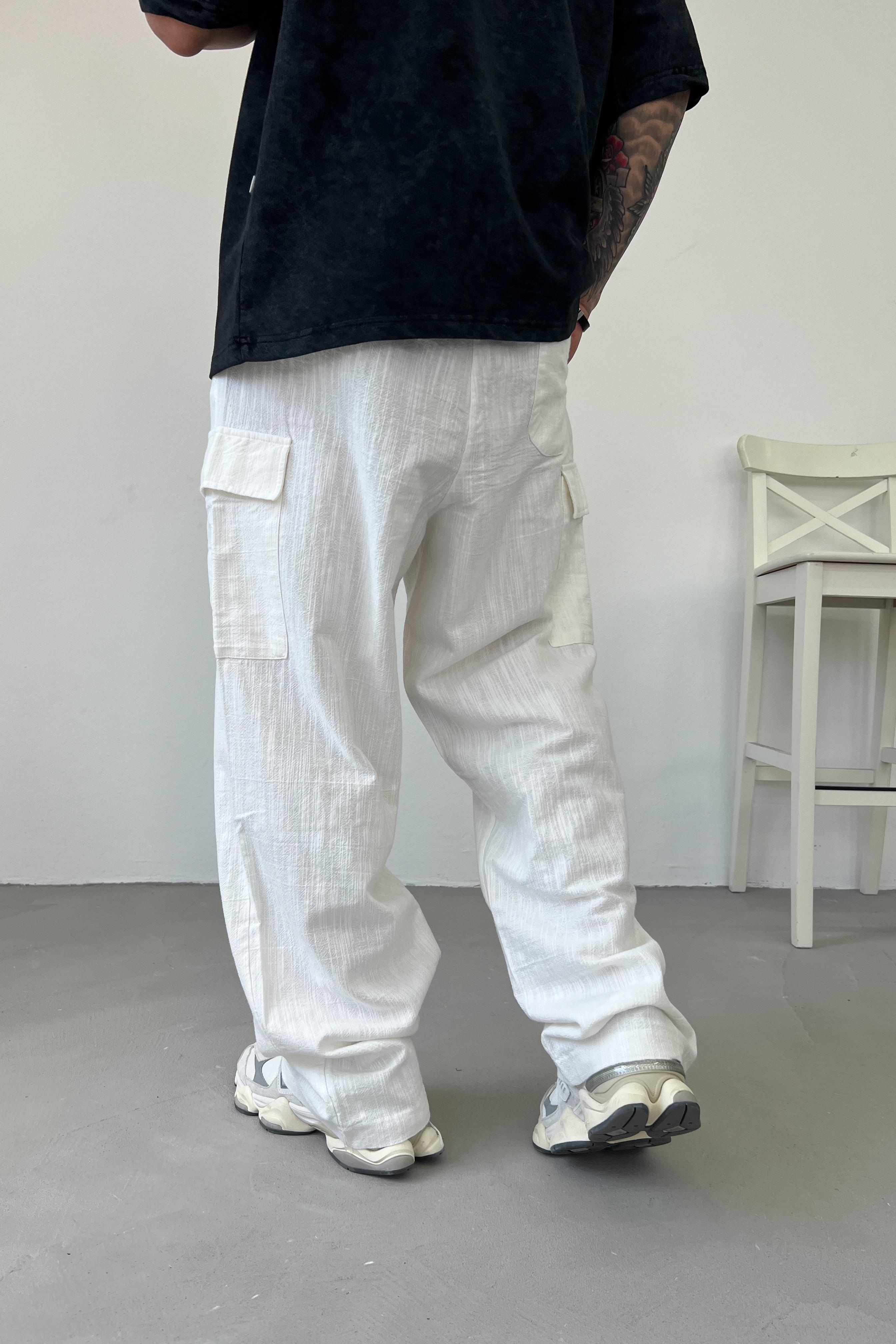 Keten Kargo Baggy Pantolon 70-136