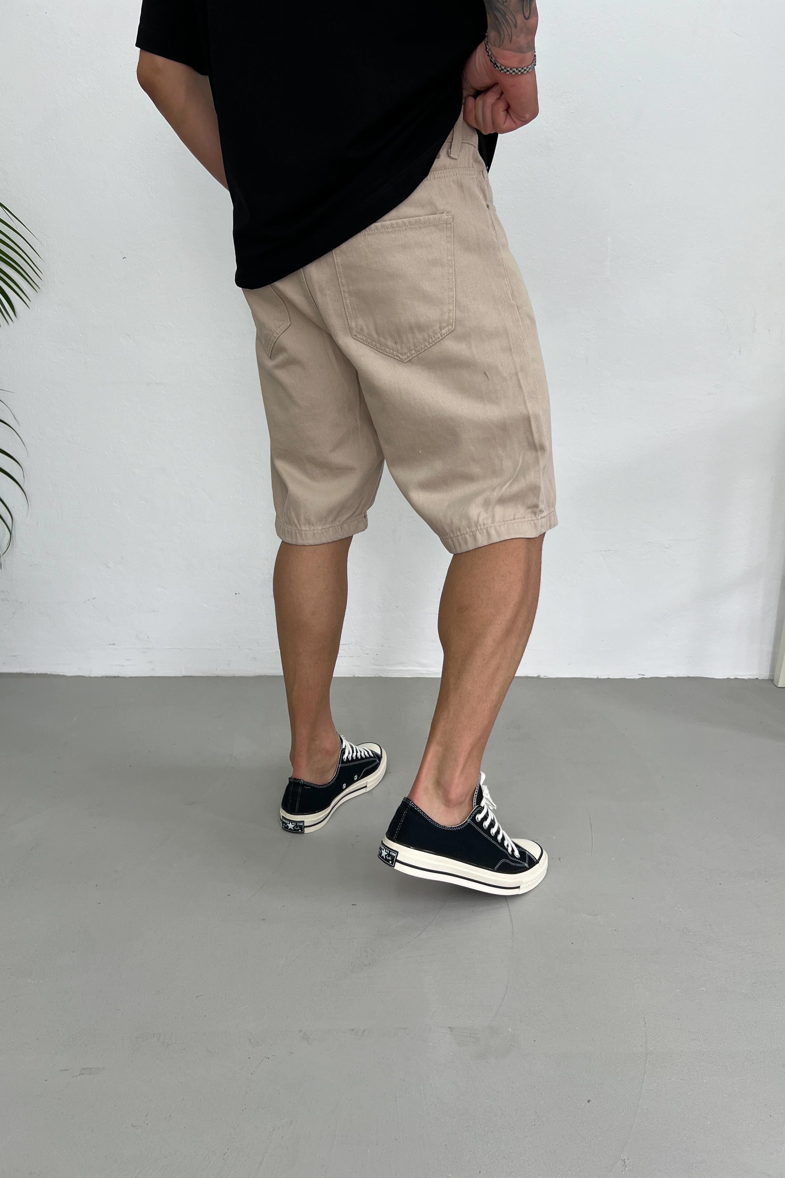 Relaxed Fit Açık Kahve Kot Şort 368