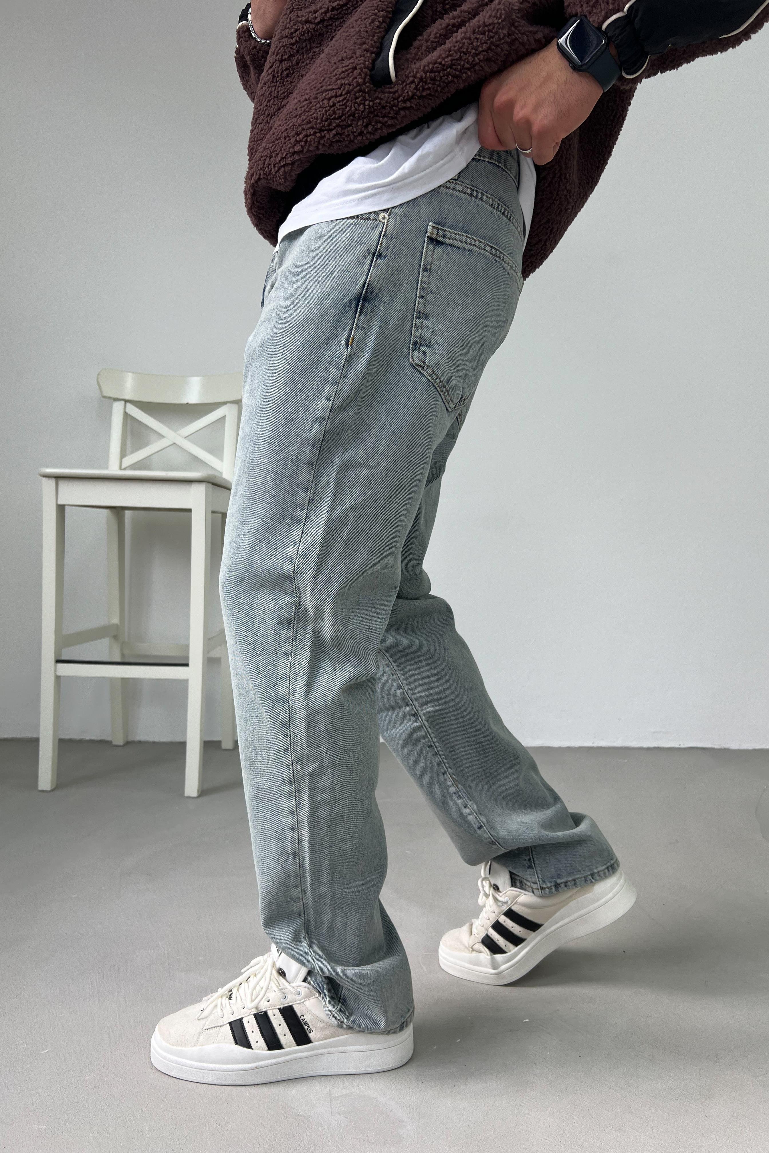 Eskitme Mavi Baggy Pantolon 16369-3