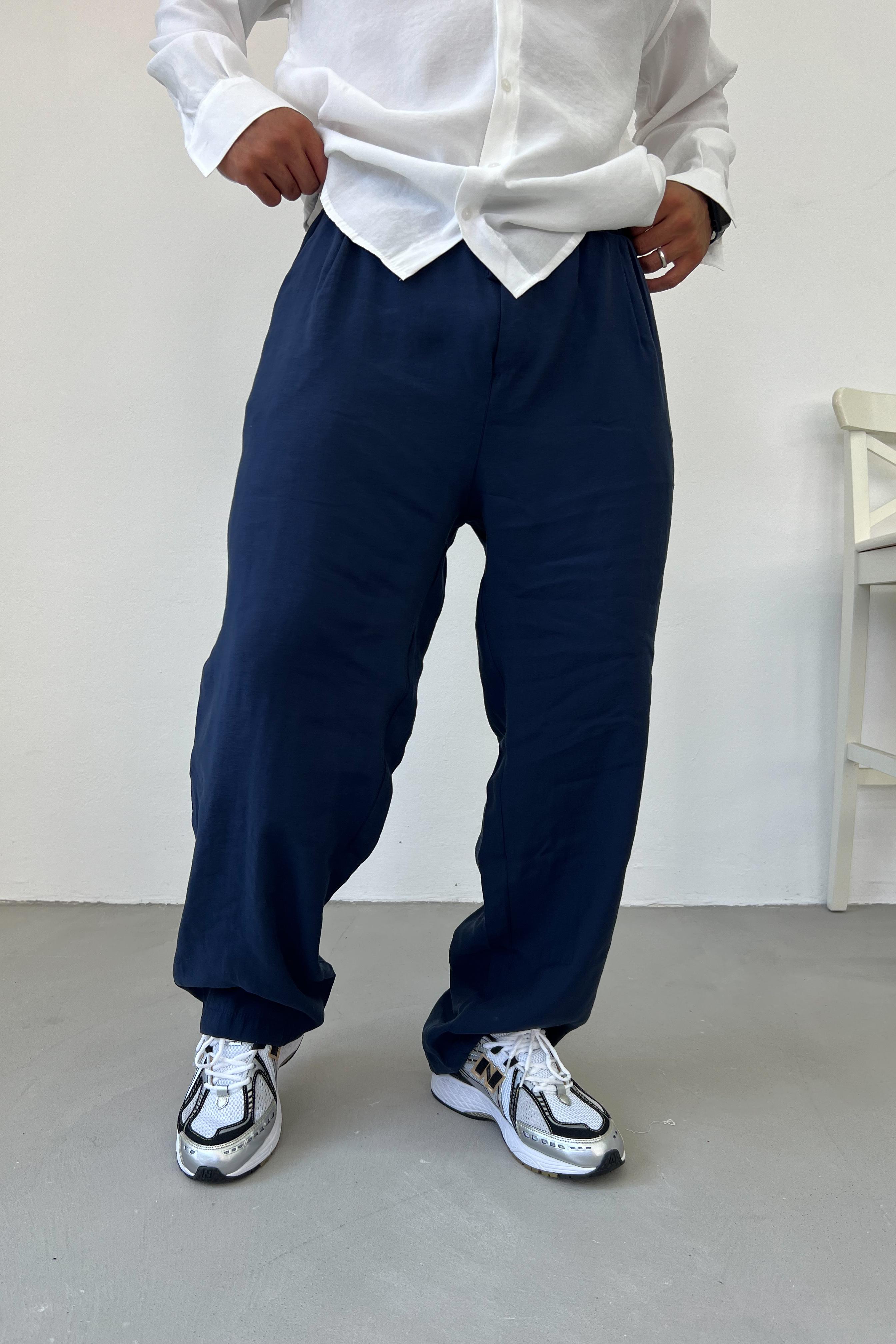 Tensel Kumaş Baggy Pantolon 80-18 - Lacivert