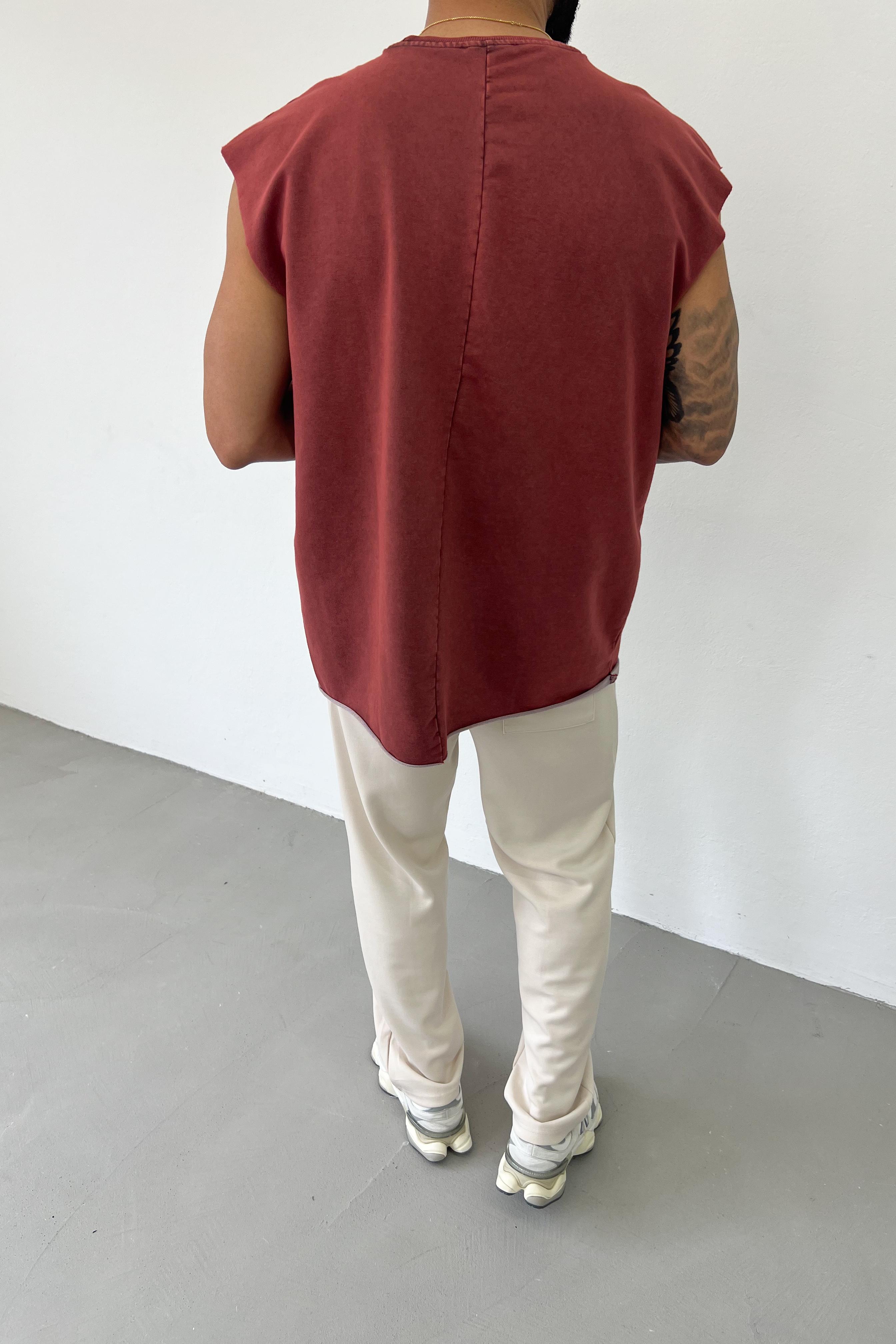 Yıkamalı Daring Nakışlı Kolsuz Oversize Tshirt 5643