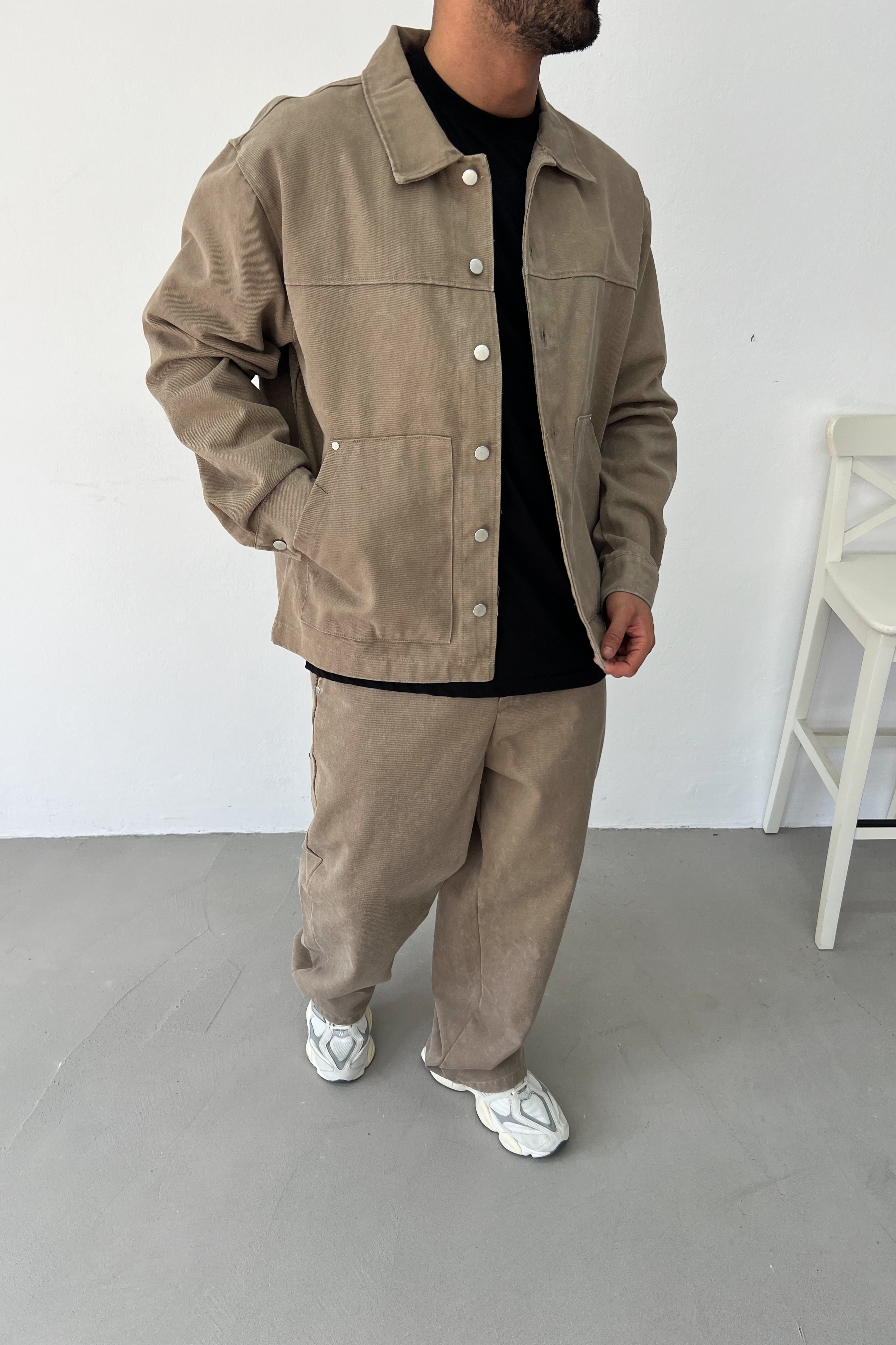 Yıkamalı Basic Oversize Kot Takım 90-04