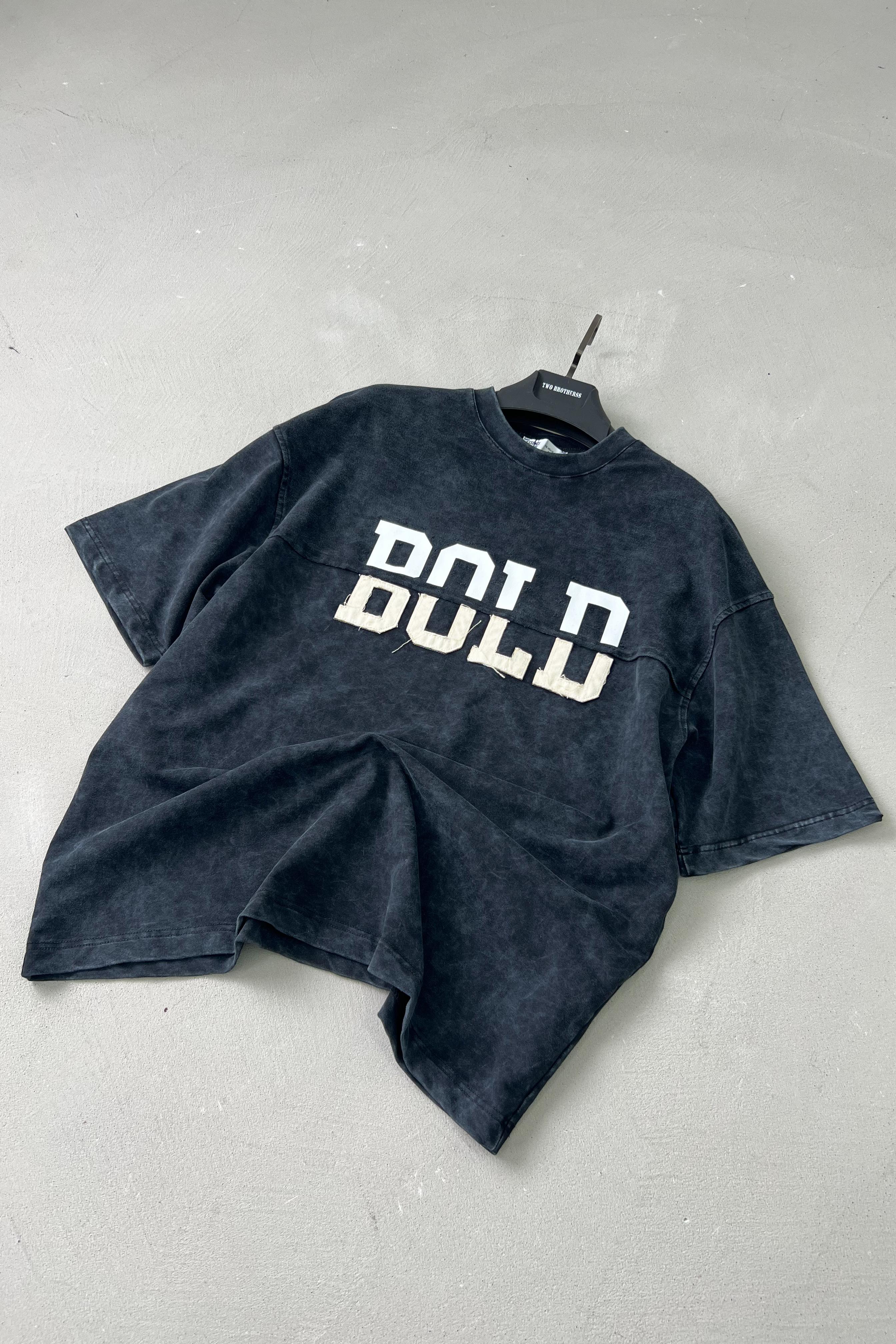 Bold Nakışlı Yıkamalı Oversize Tshirt 71-53
