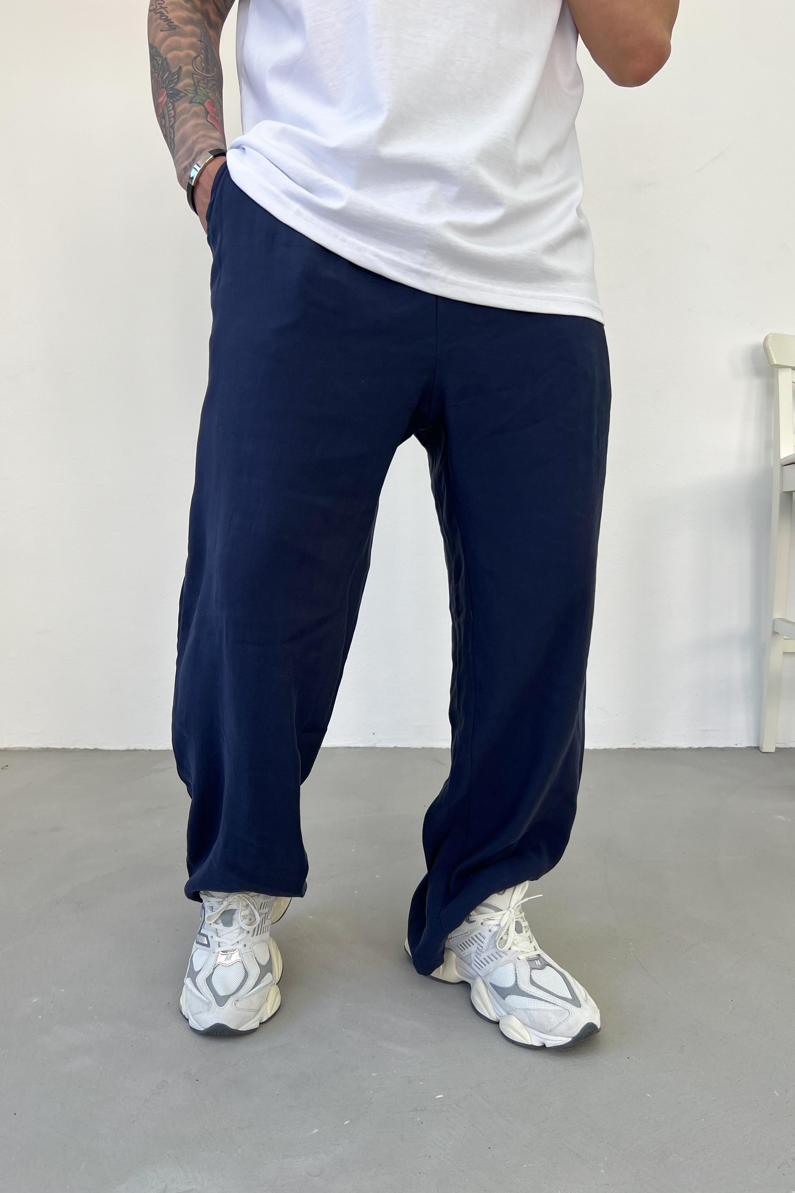 Tensel Kumaş Baggy Pantolon 40-19 - Lacivert