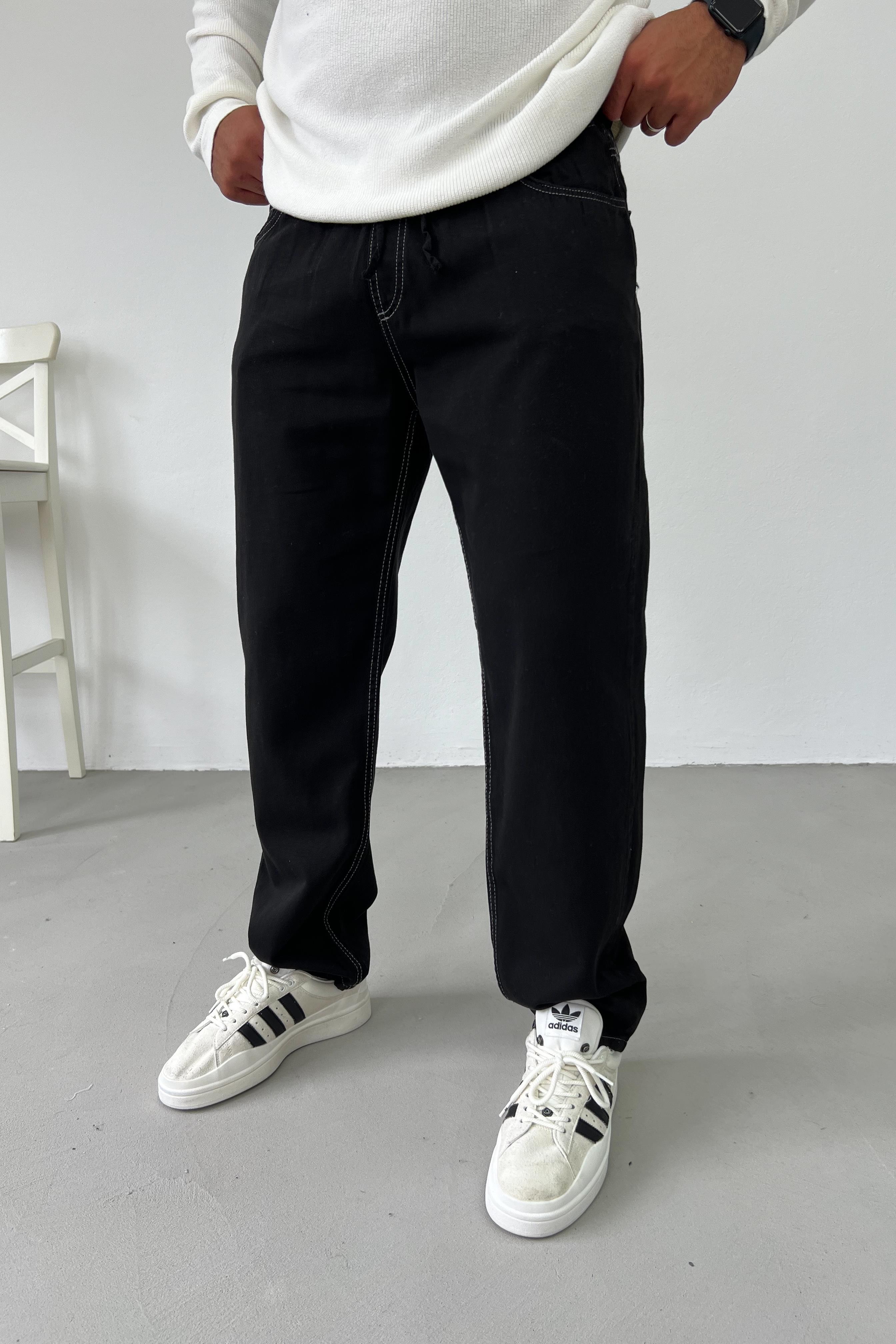 Beli Lastikli Siyah Gabardin Pantolon 2694