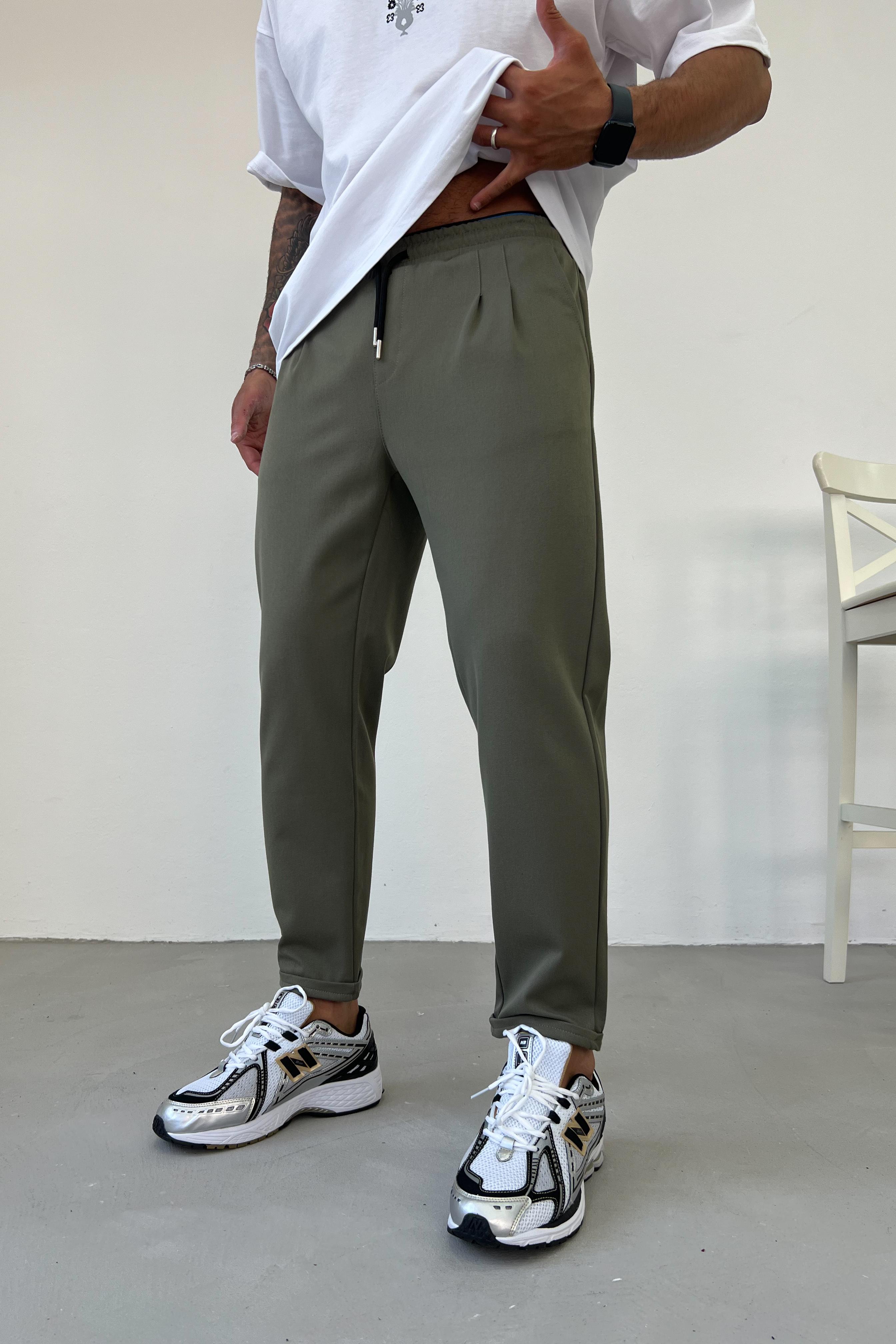 Pileli Duble Paça Jogger Pantolon 0099