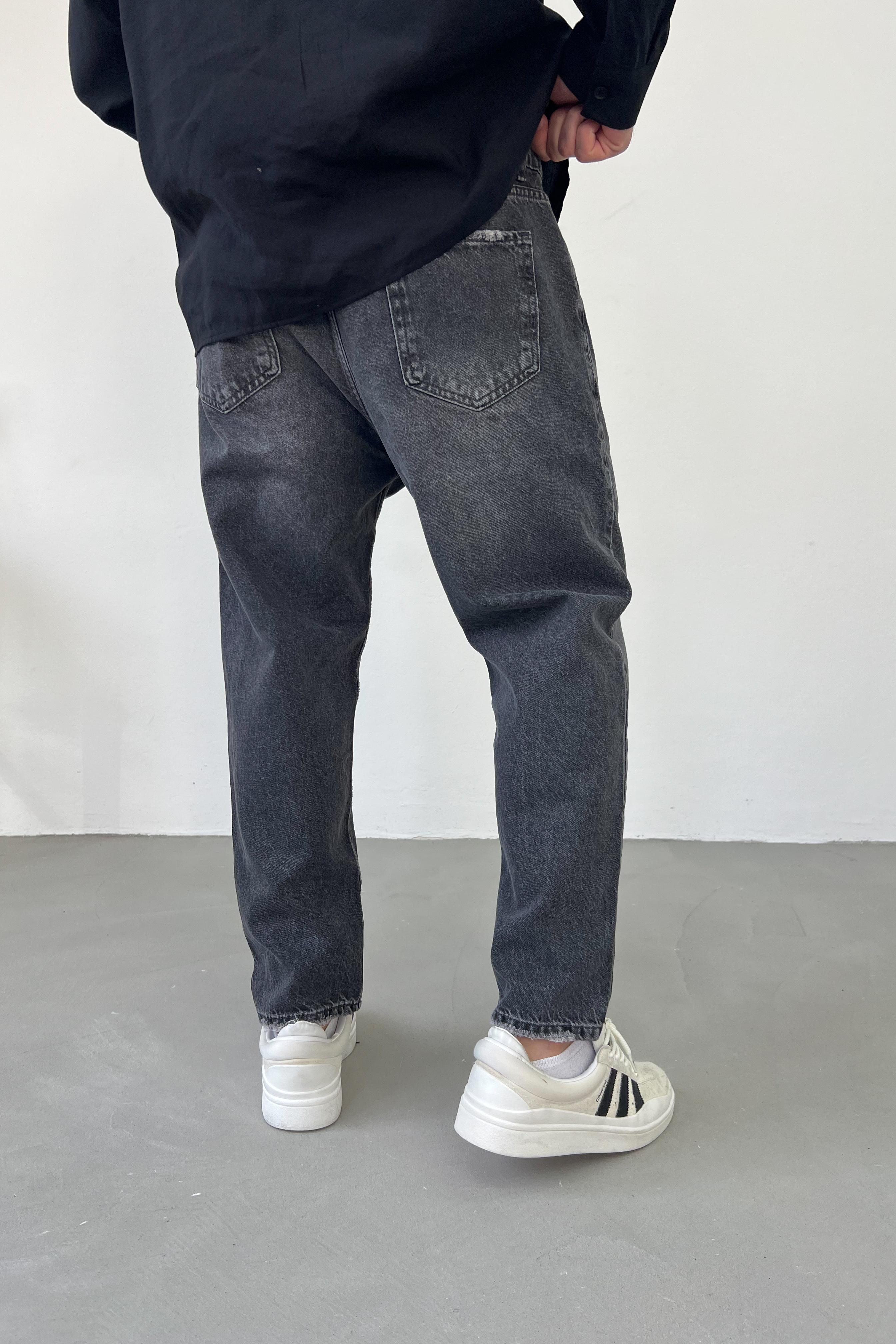 Taşlamalı Antrasit Boyfriend Pantolon 2509-1