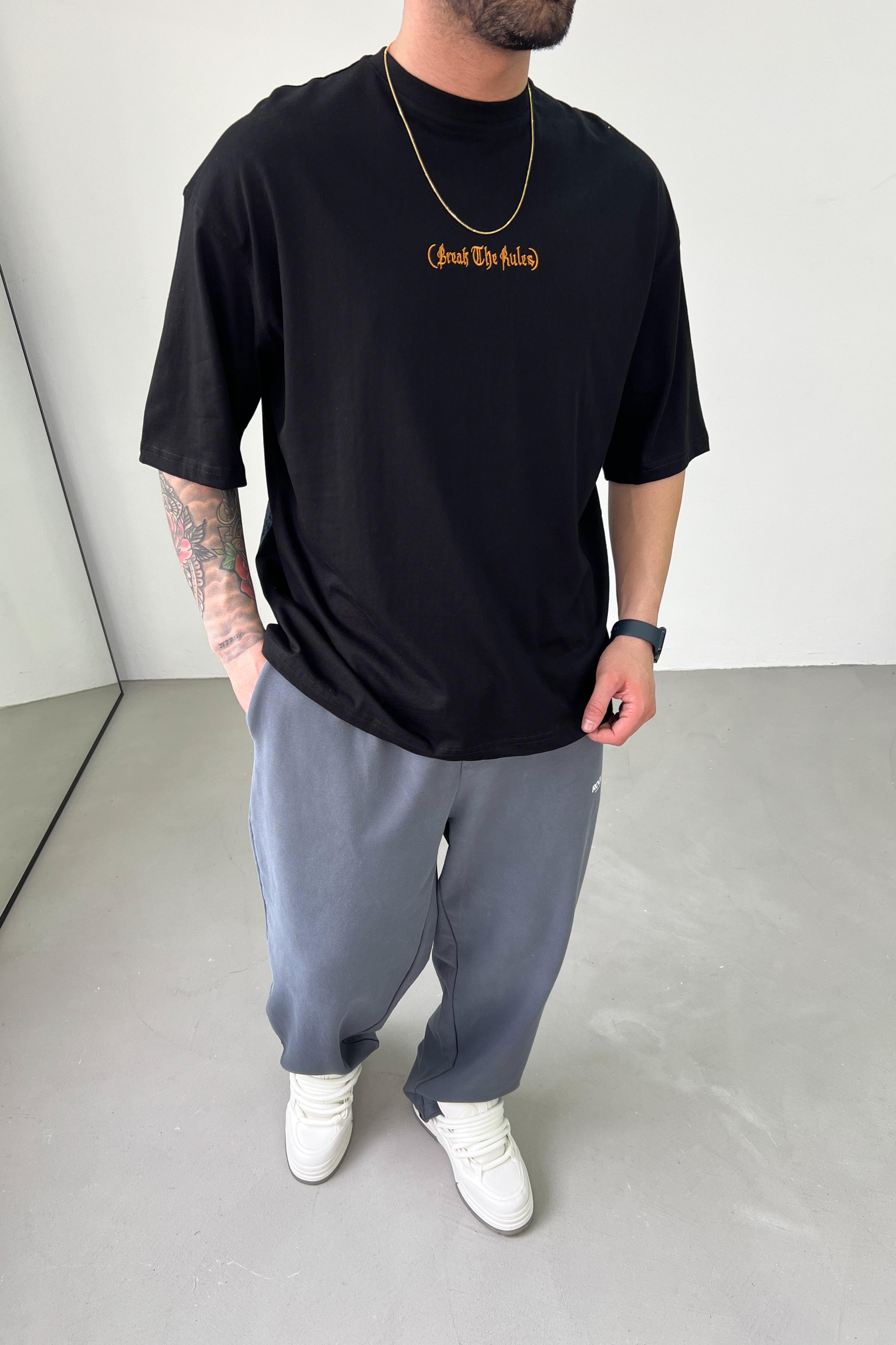 Break The Rules Baskılı Oversize Tshirt 2526