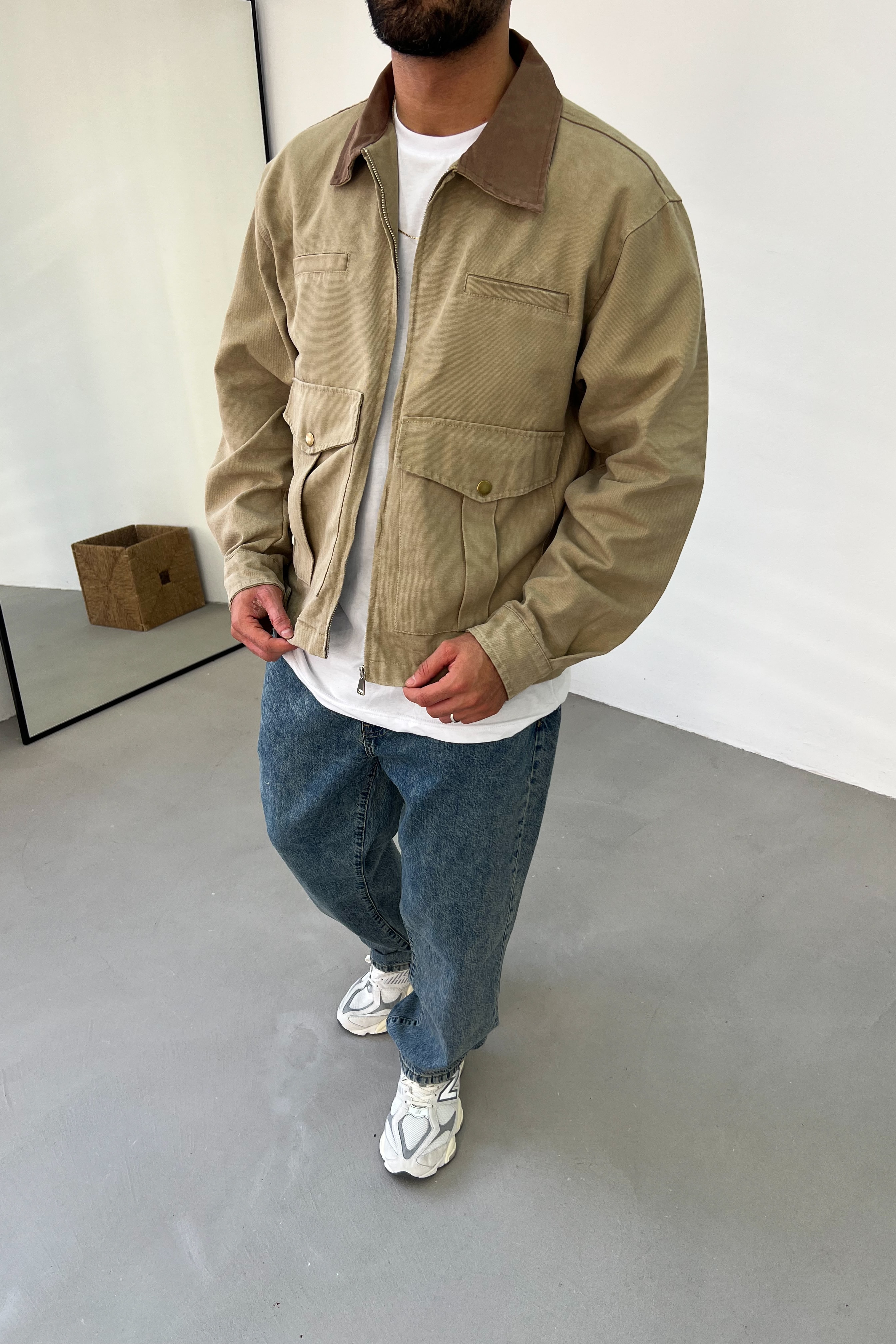 Yıkamalı Gabardin Oversize Ceket 110-07