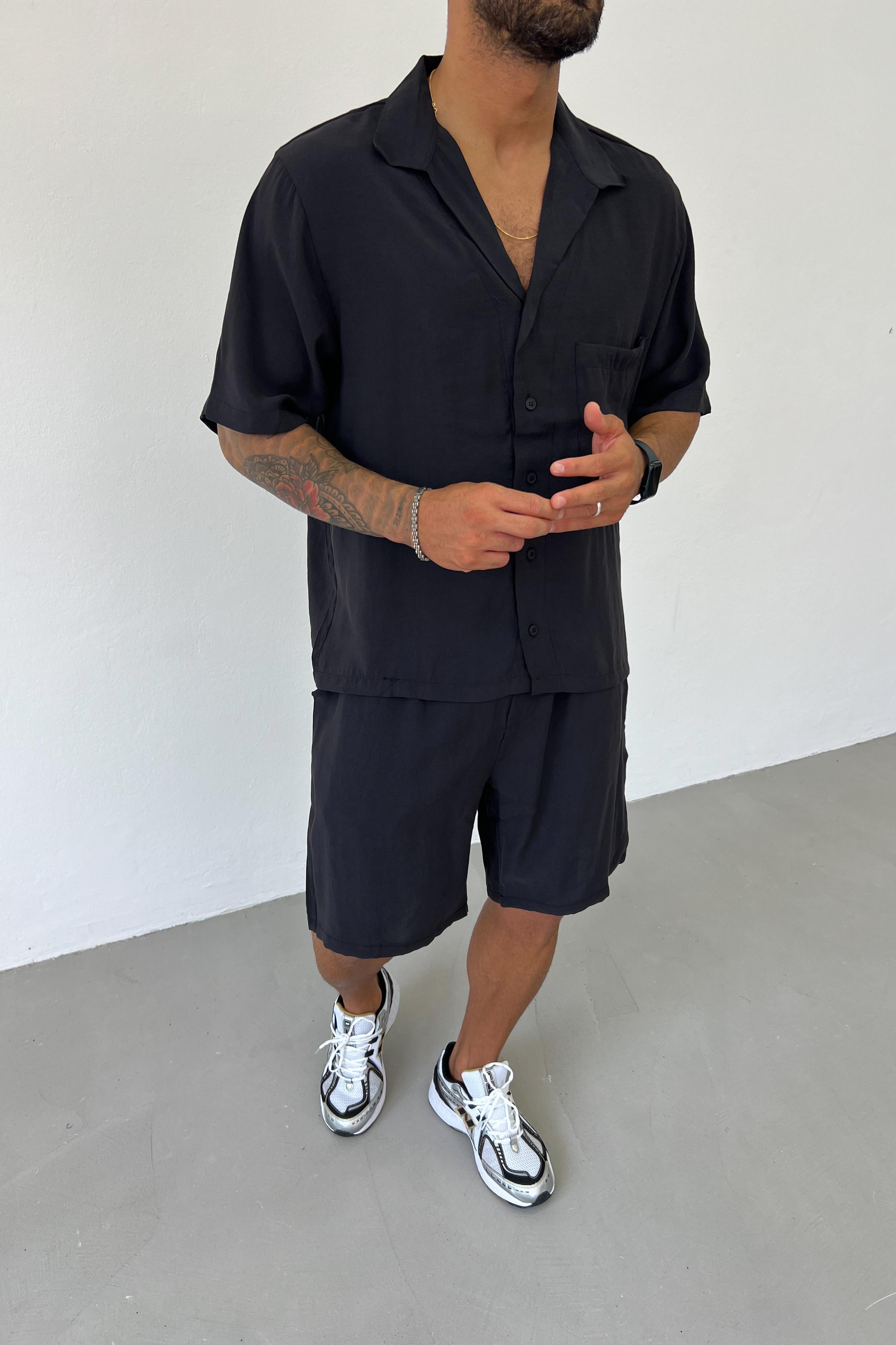 Tensel Kumaş Oversize Siyah Takım 30-28