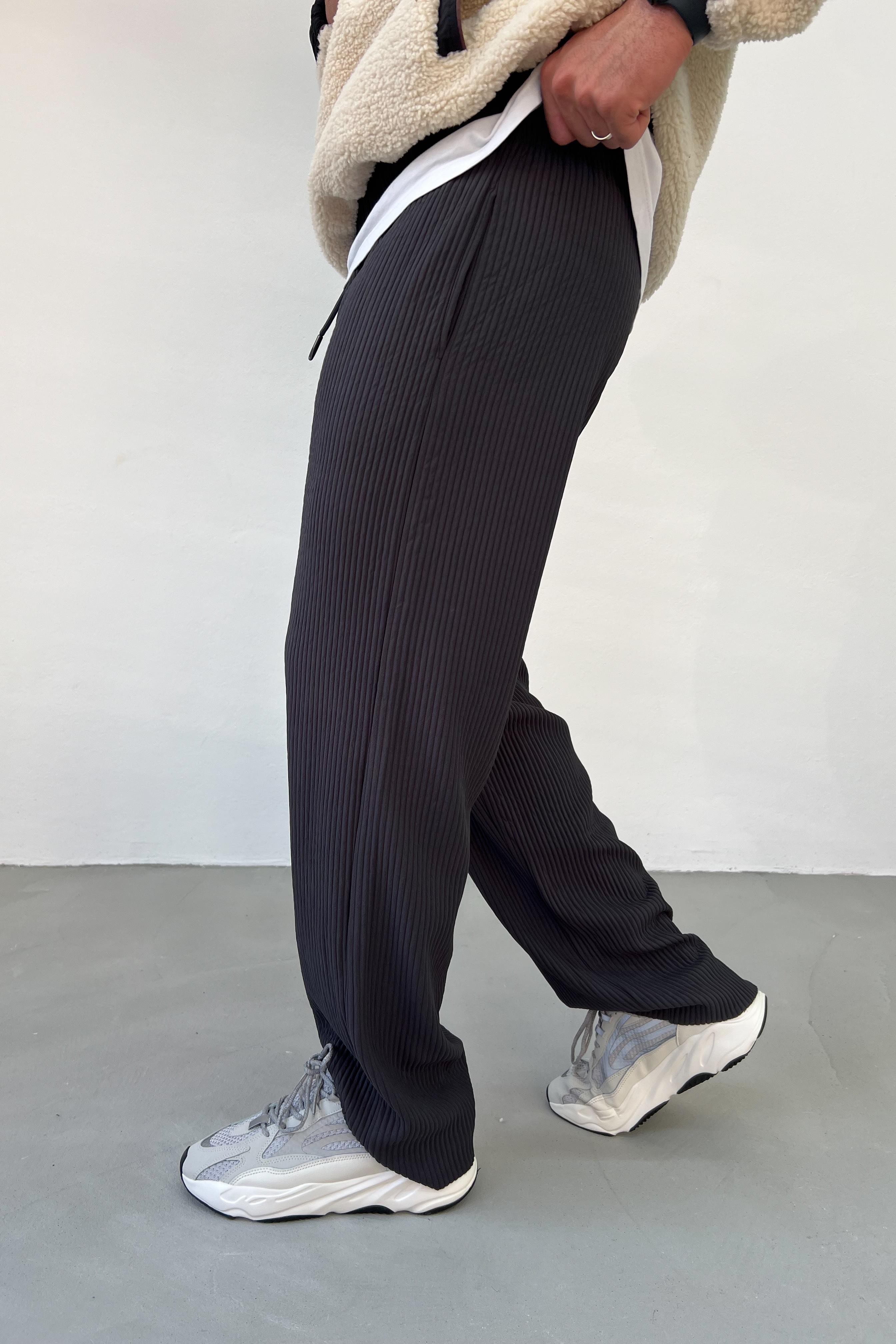 Ottoman Kumaş Fitilli Füme Baggy Eşofman 1544