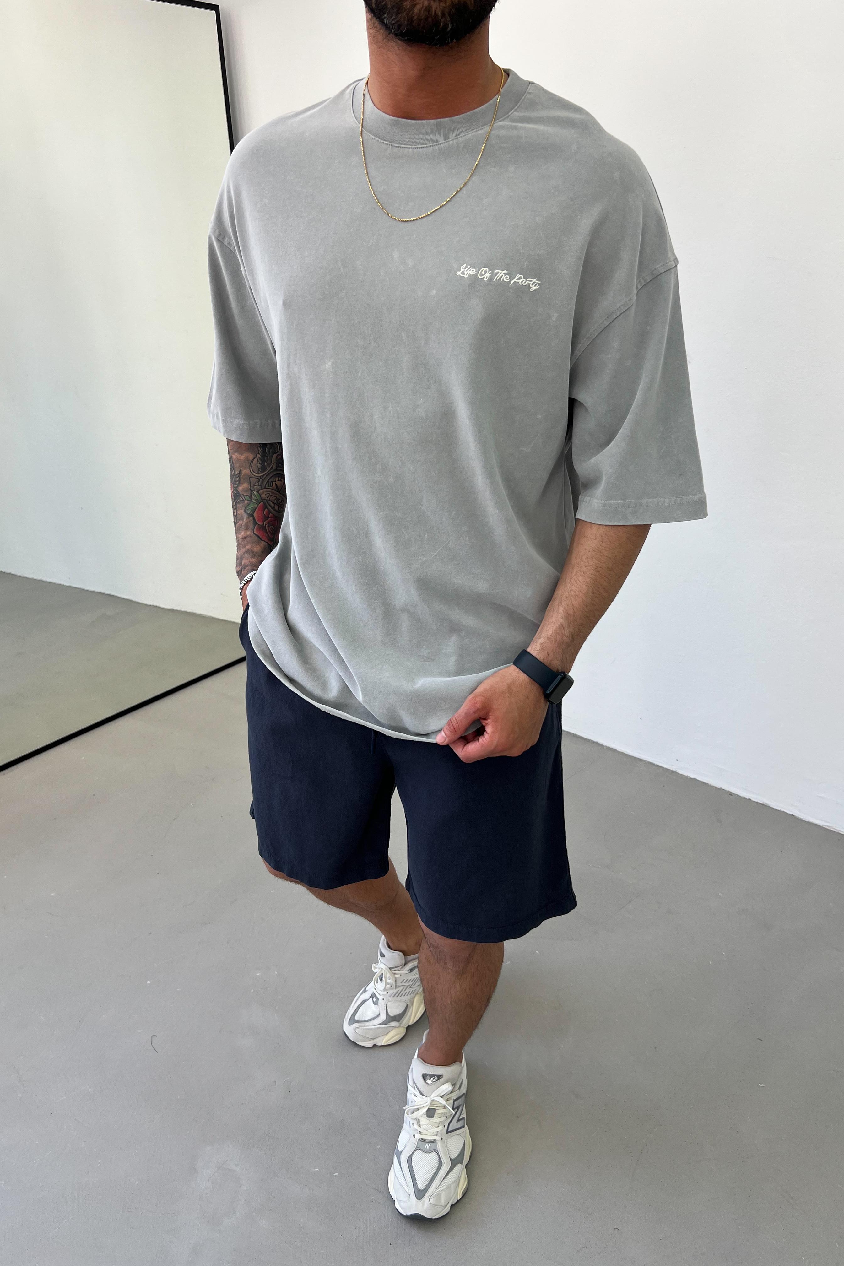 Life Of Party Nakışlı Yıkamalı Oversize Tshirt E71-29