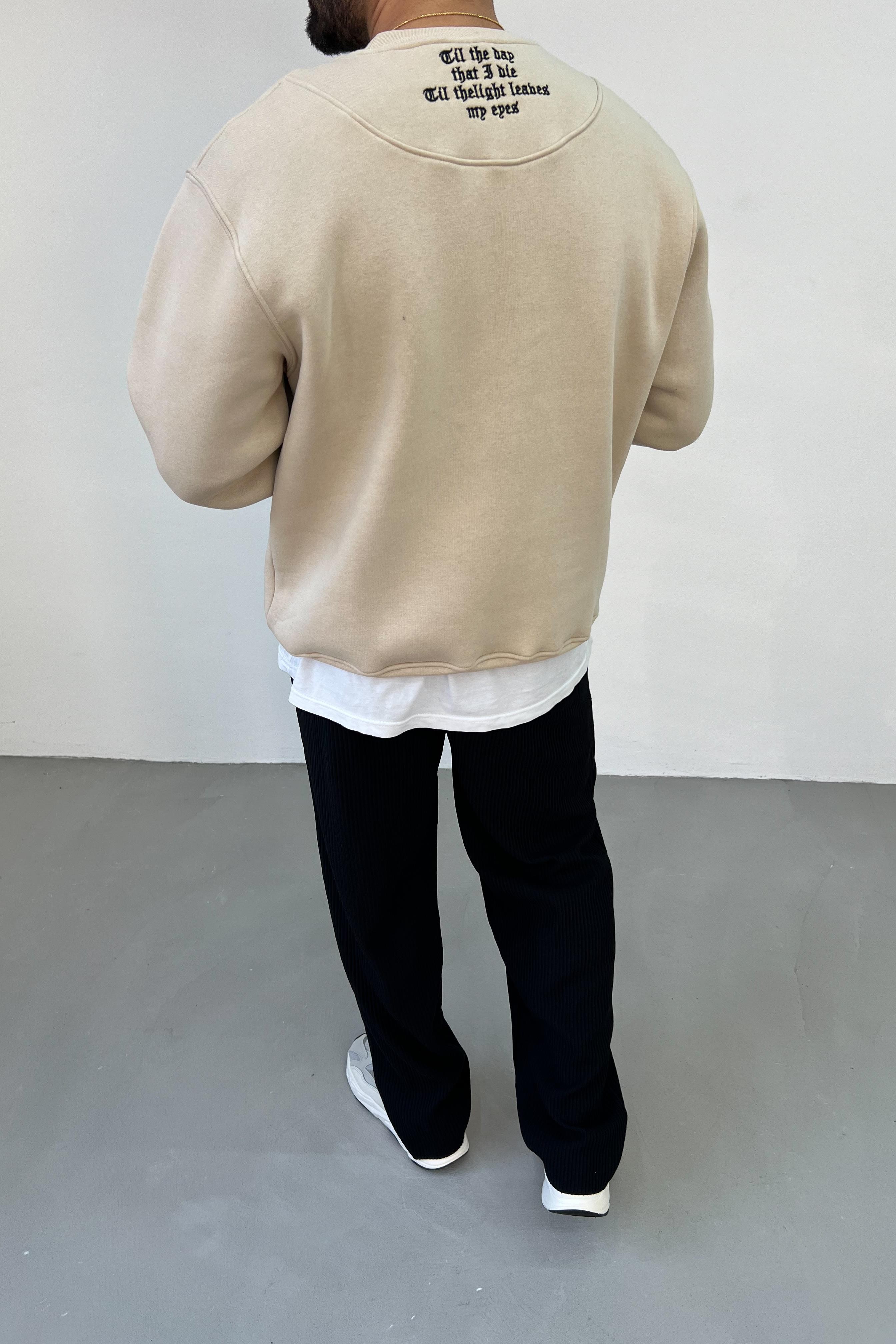 Palm Nakışlı Bej Oversize Sweatshirt 5063