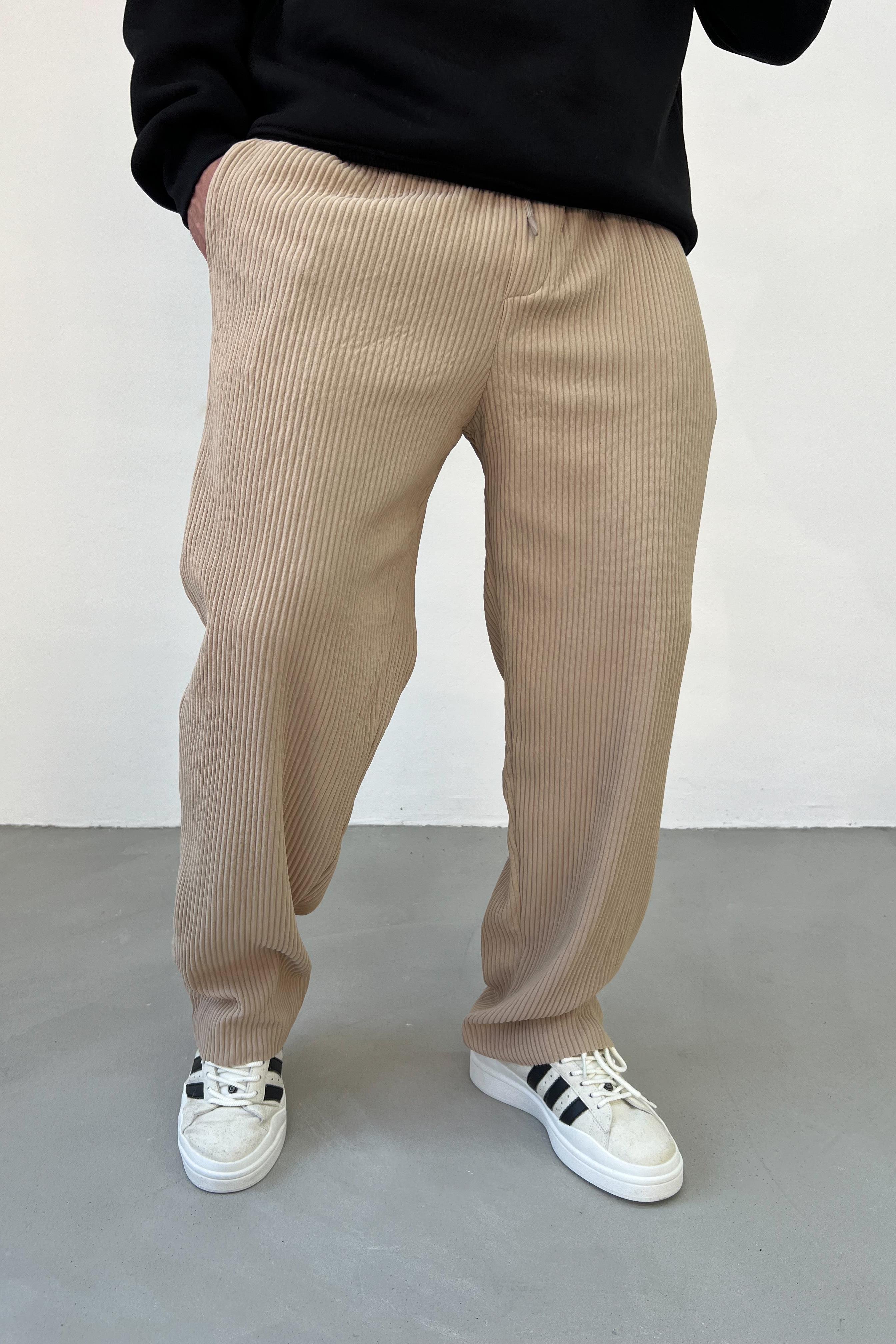 Ottoman Kumaş Fitilli Bej Baggy Eşofman 1544