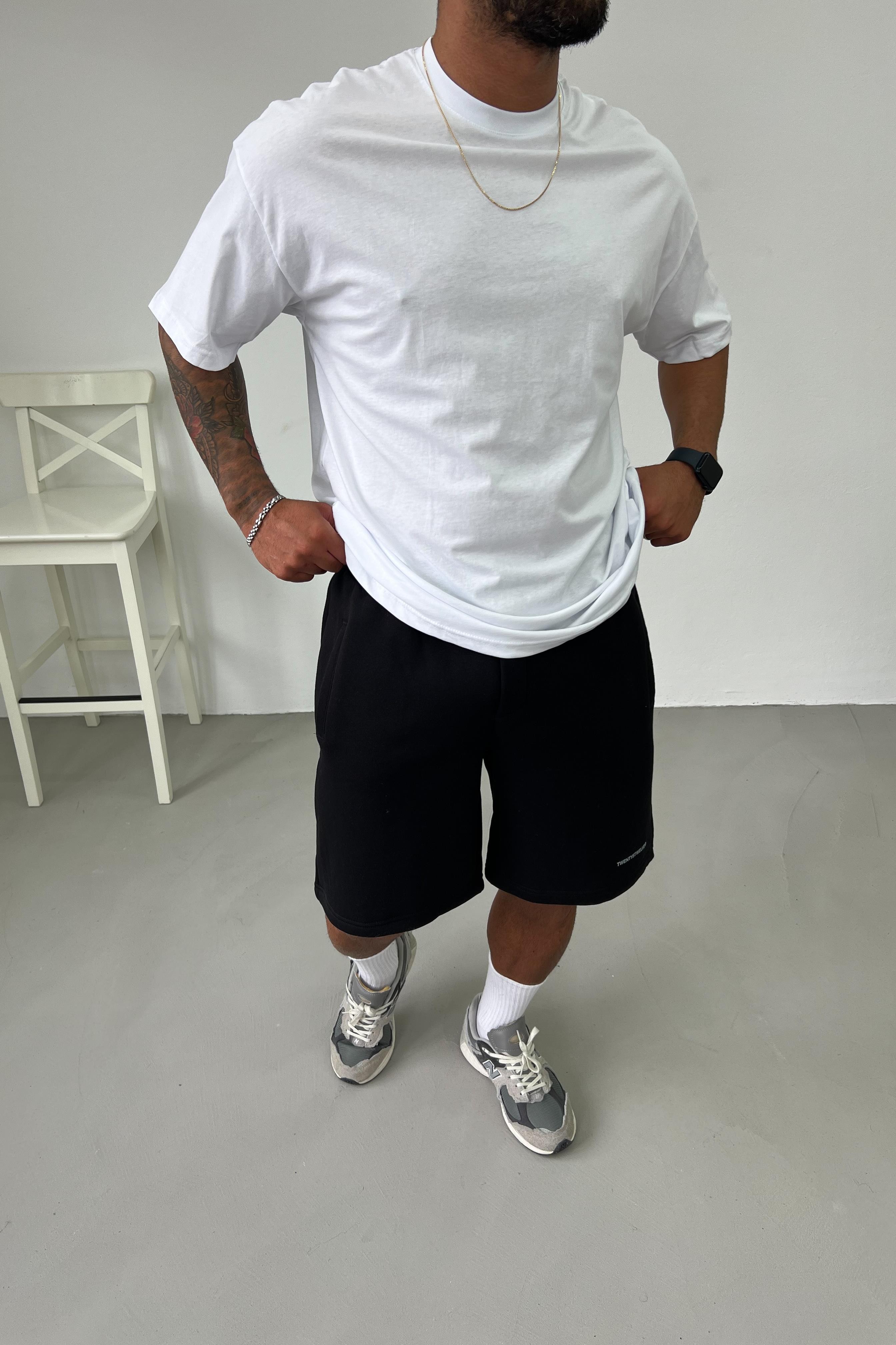 Beyaz Oversize İnce Basic Tshirt 0426