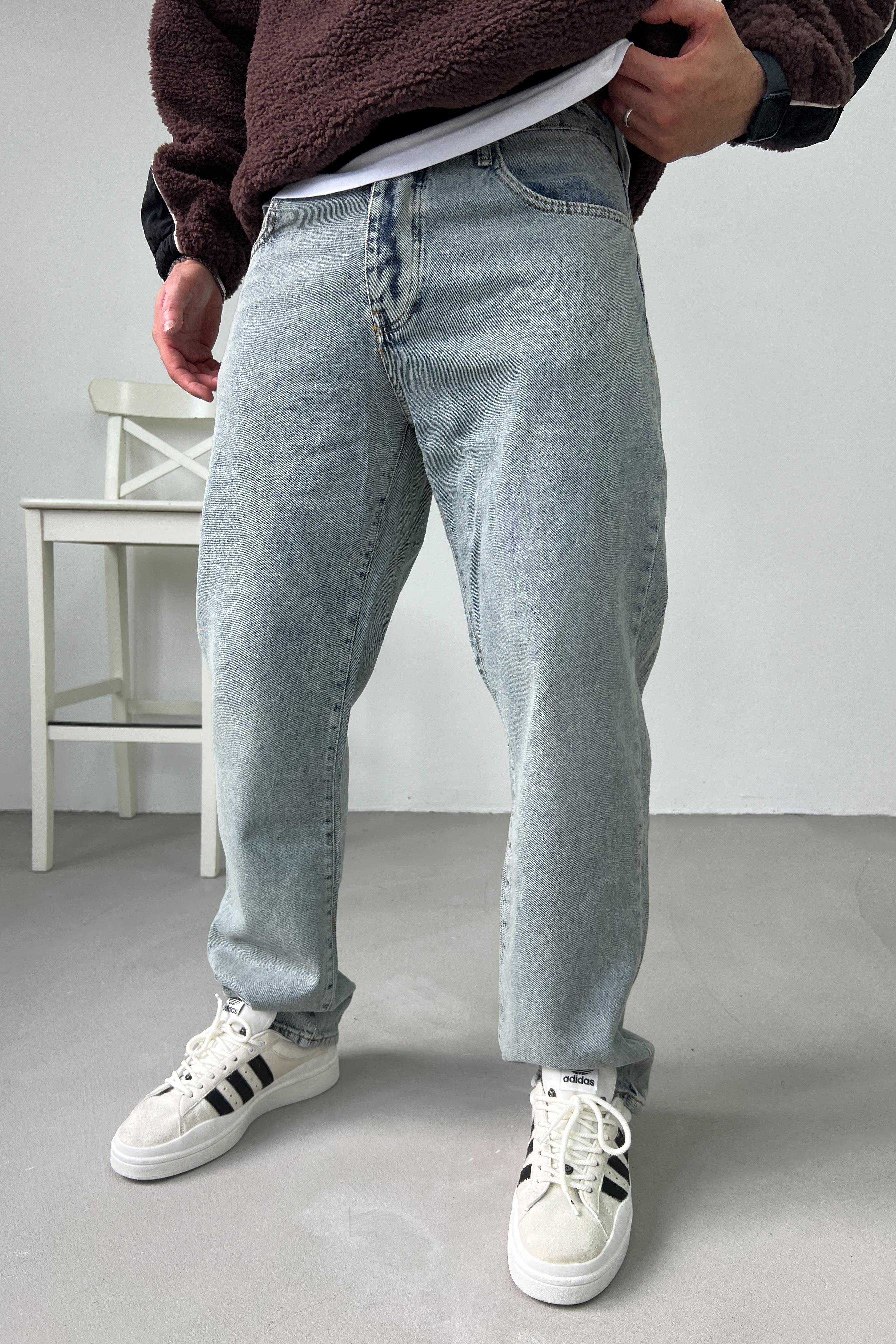 Eskitme Mavi Baggy Pantolon 16369-3