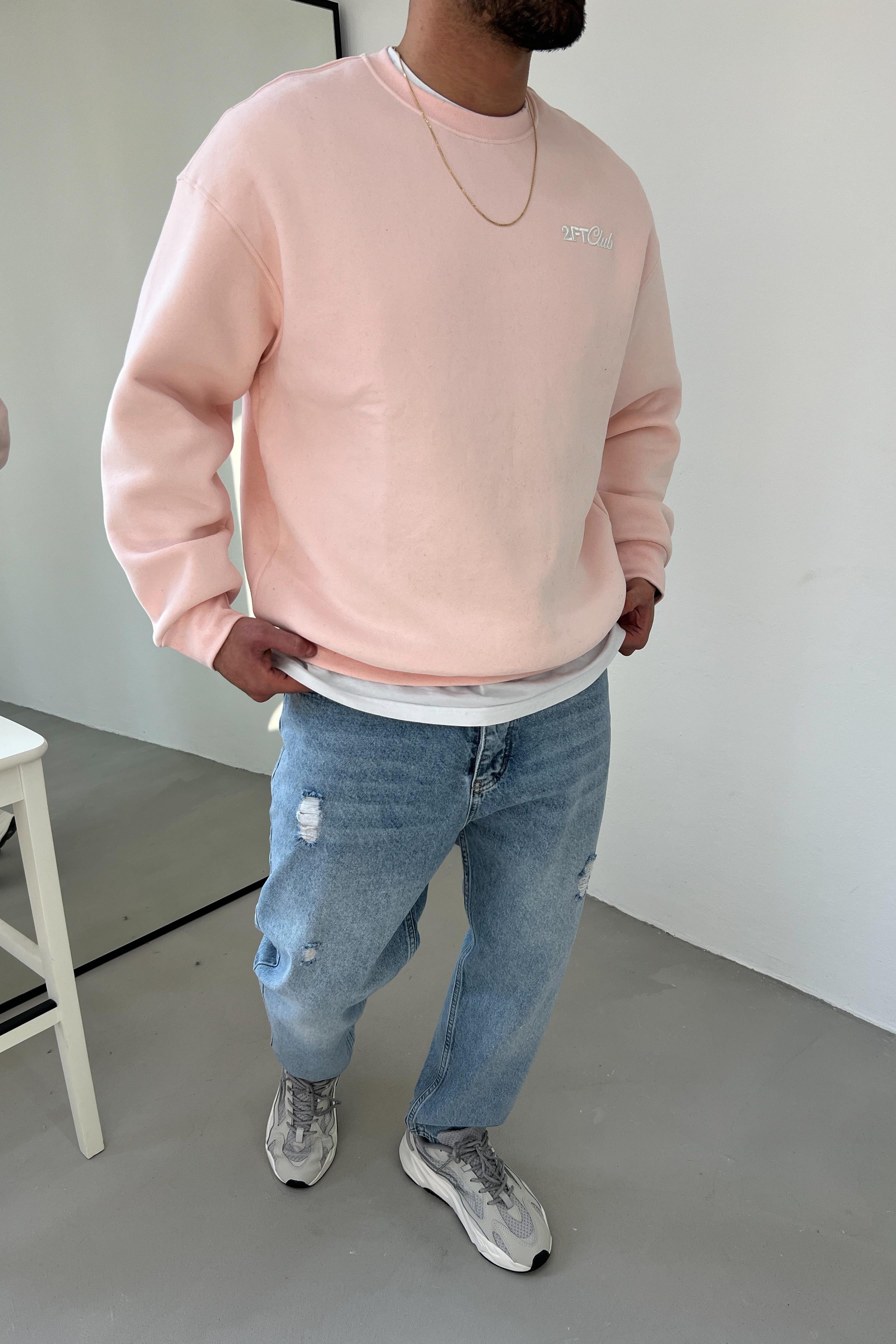 2FT Club Baskılı Oversize Pembe Sweatshirt 1581
