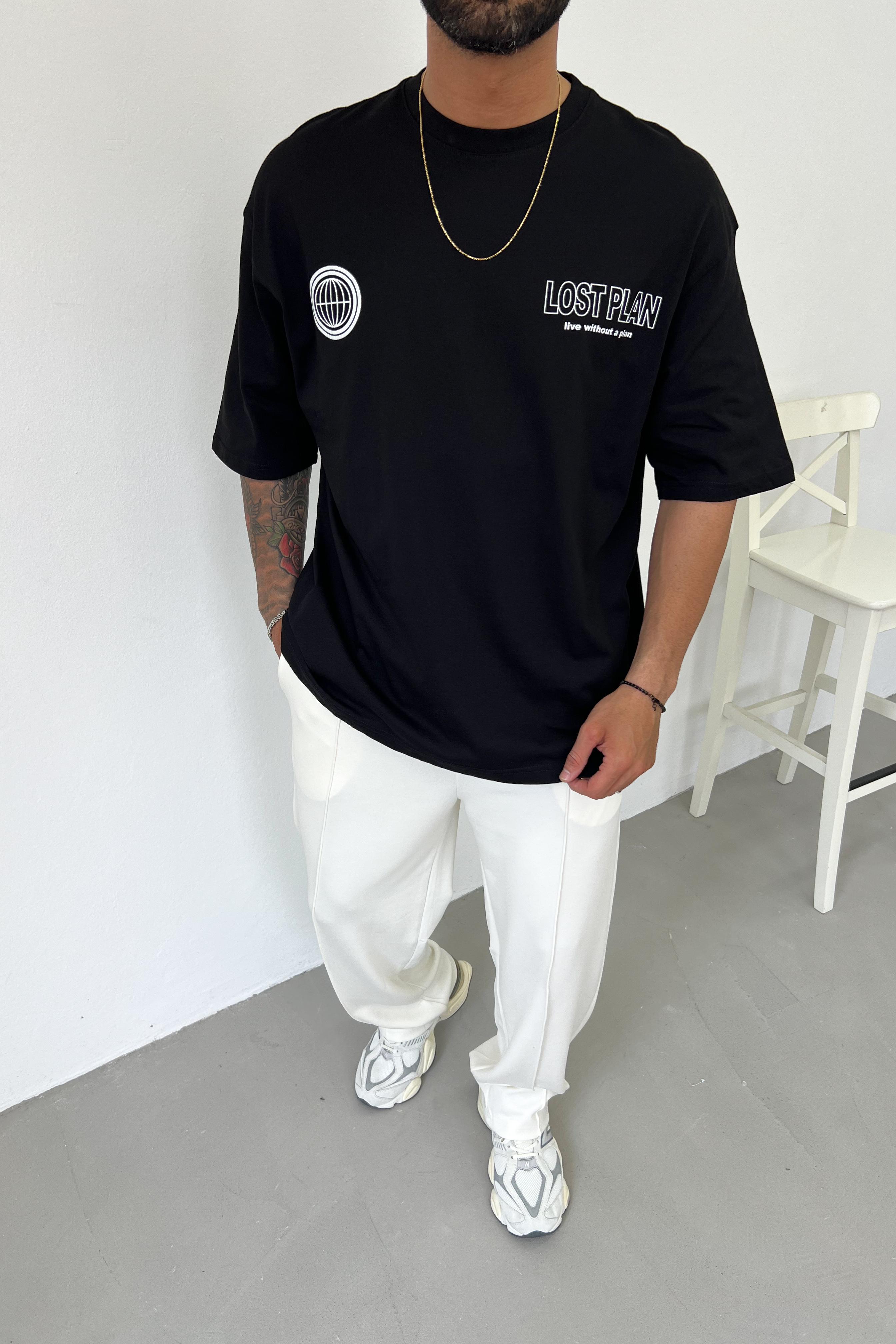 Lost Plan Baskılı Oversize Tshirt 2505