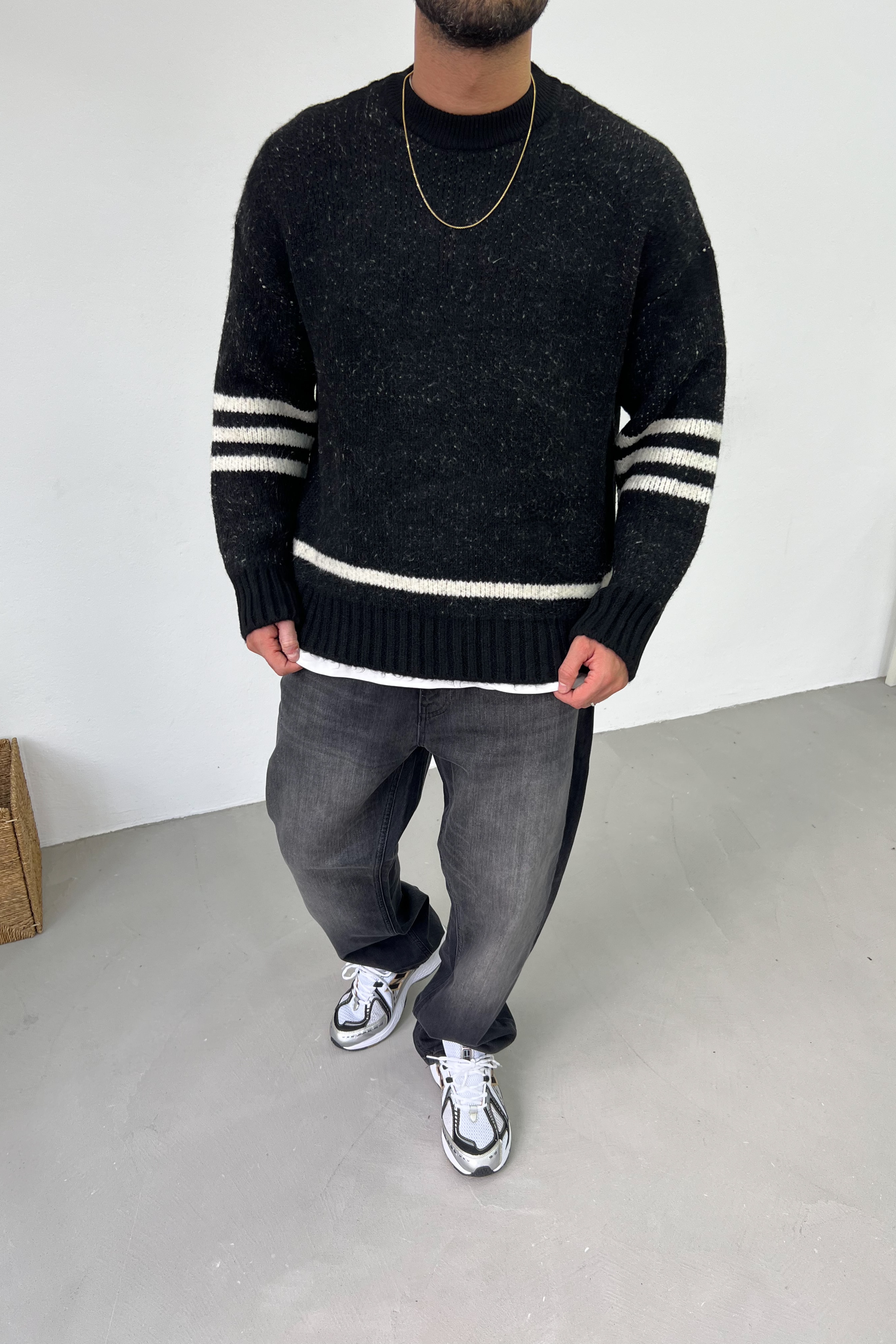 Game Over Baskılı Oversize Kazak 3316