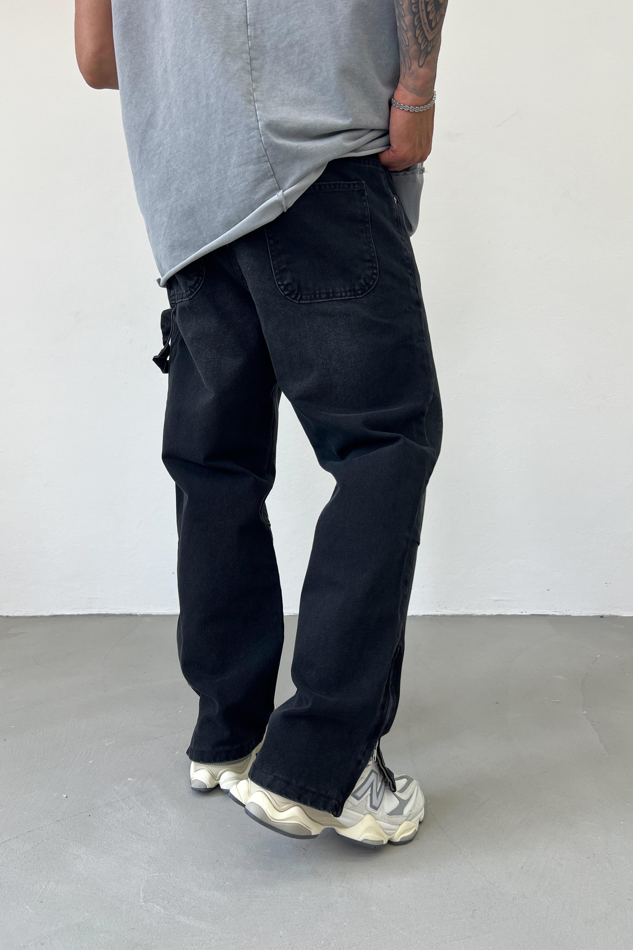 Paçası Fermuarlı Füme Baggy Pantolon 2884-1