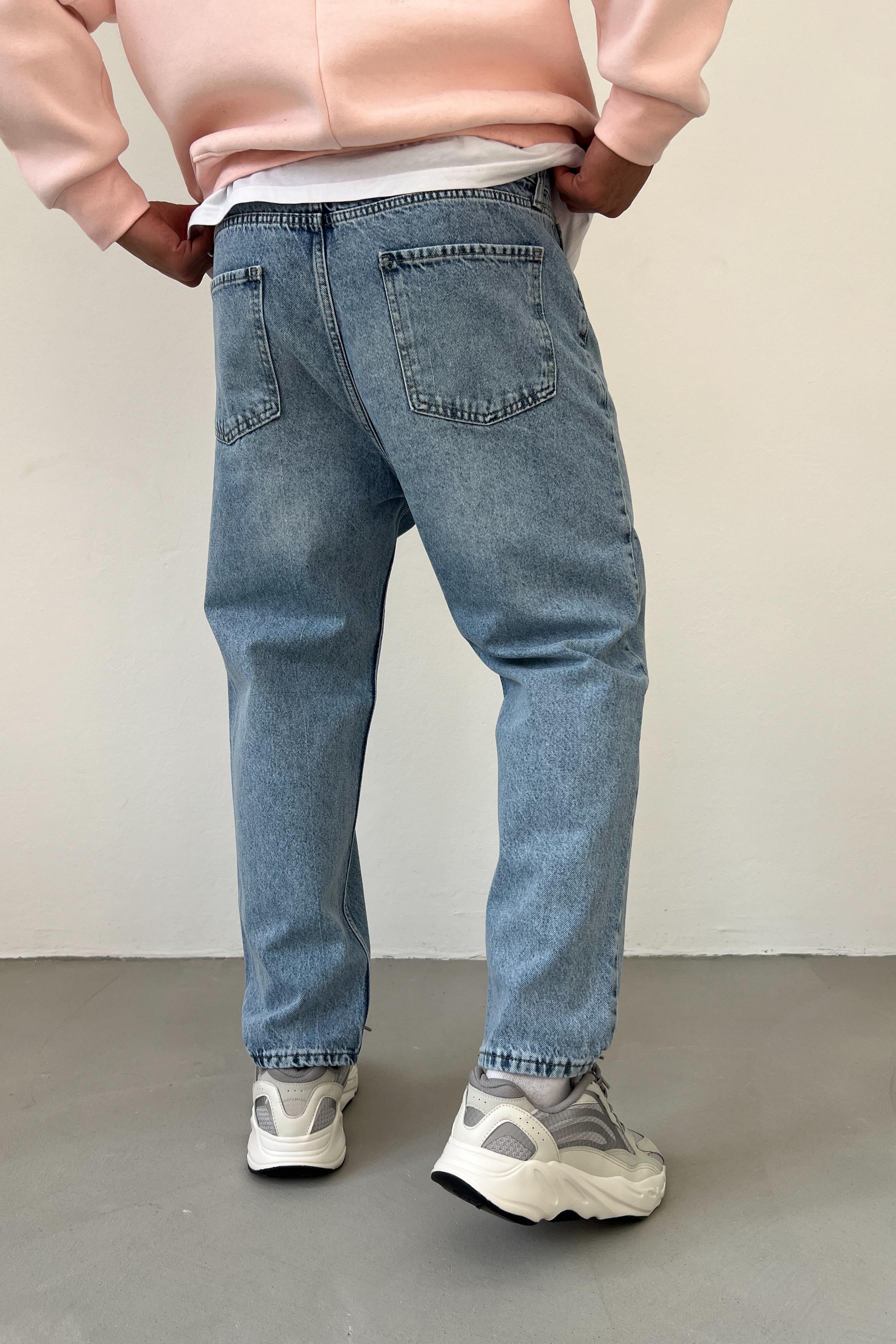 Yırtık Detaylı Taşlamalı Buz Mavi Boyfriend Pantolon 2766-1