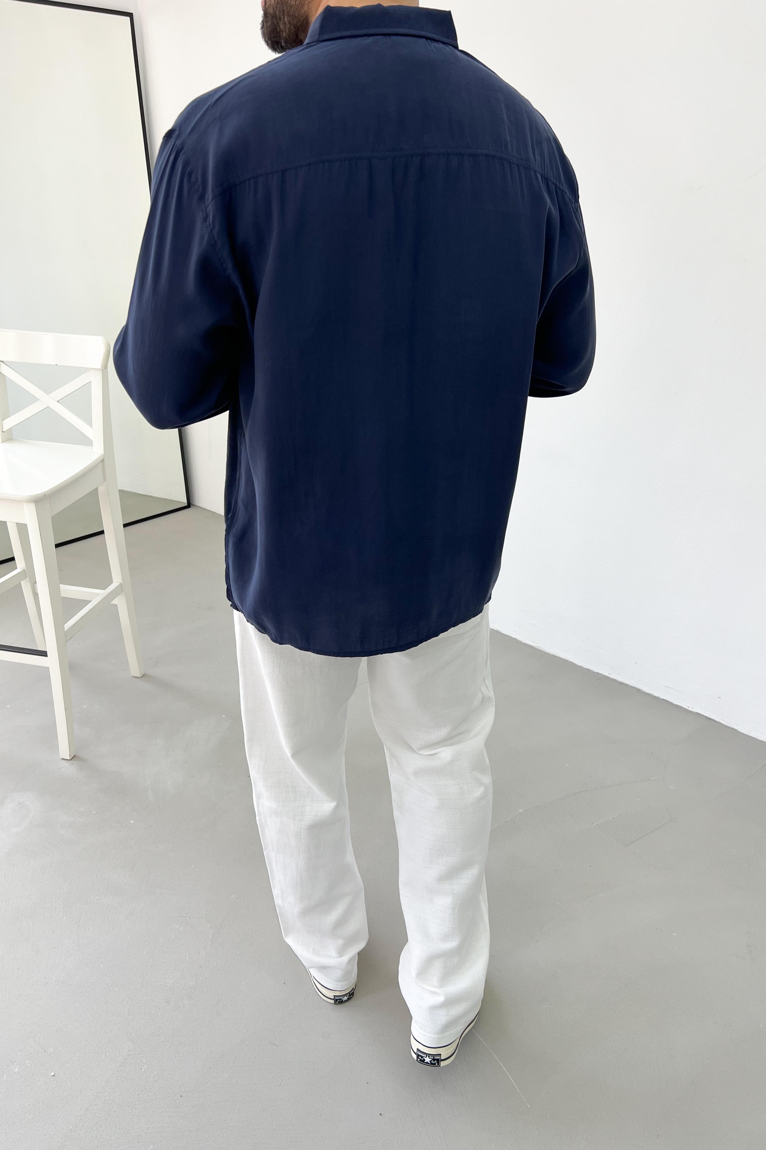 Flok Baskılı Oversize Gömlek 1110