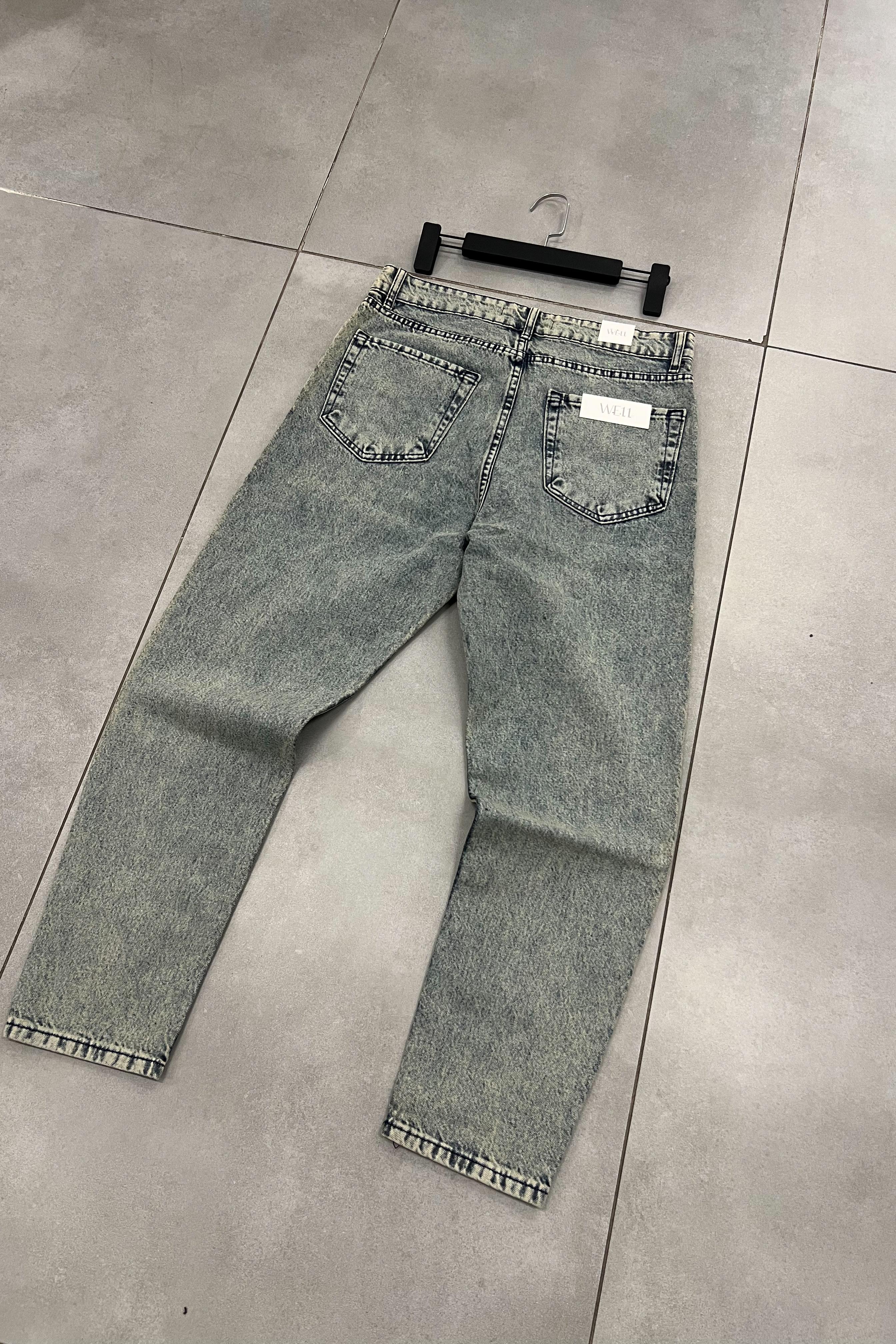 Taşlamalı Eskitme Mavi Boyfriend Pantolon 2206-1