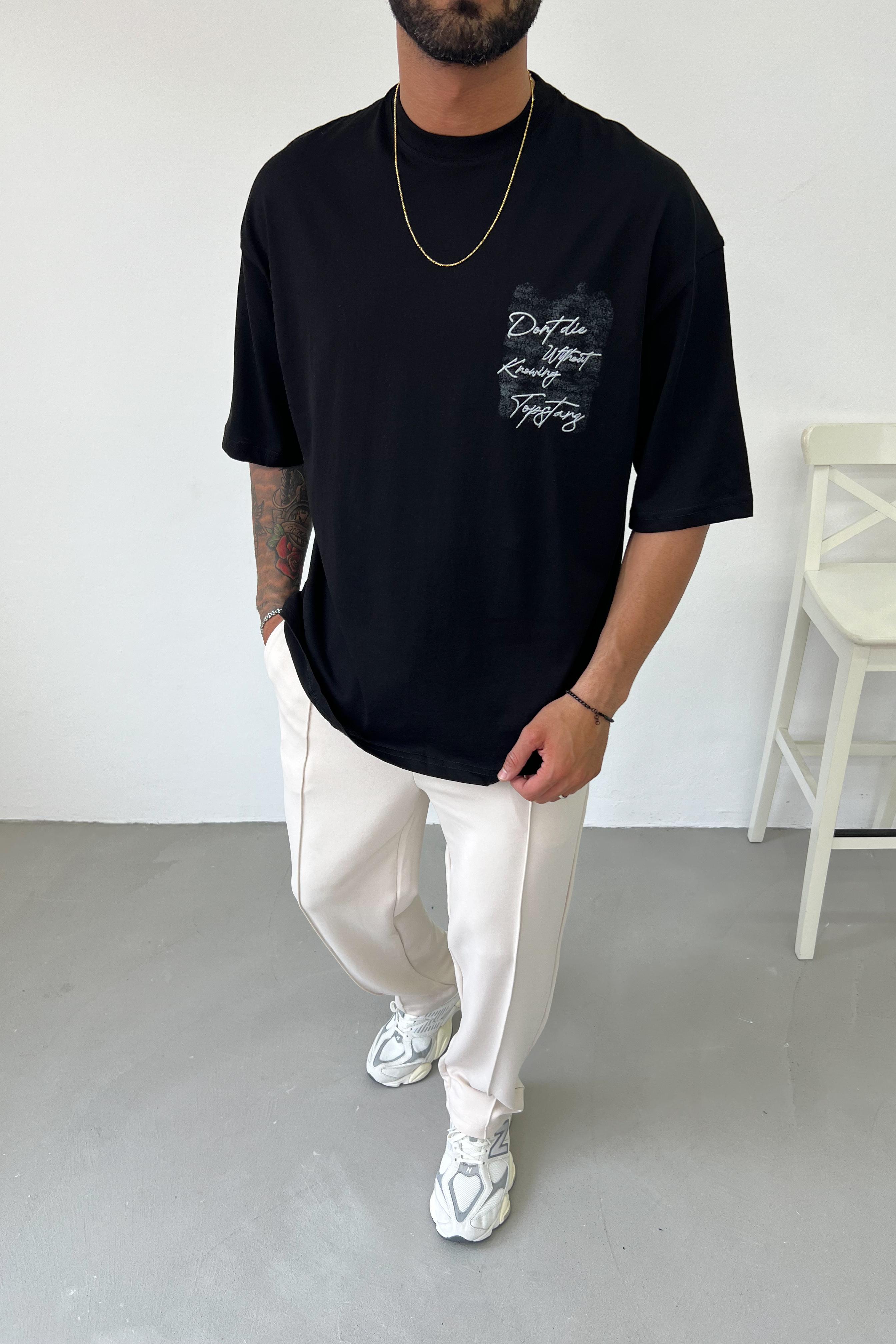 Don't Baskılı Oversize Tshirt Y2529
