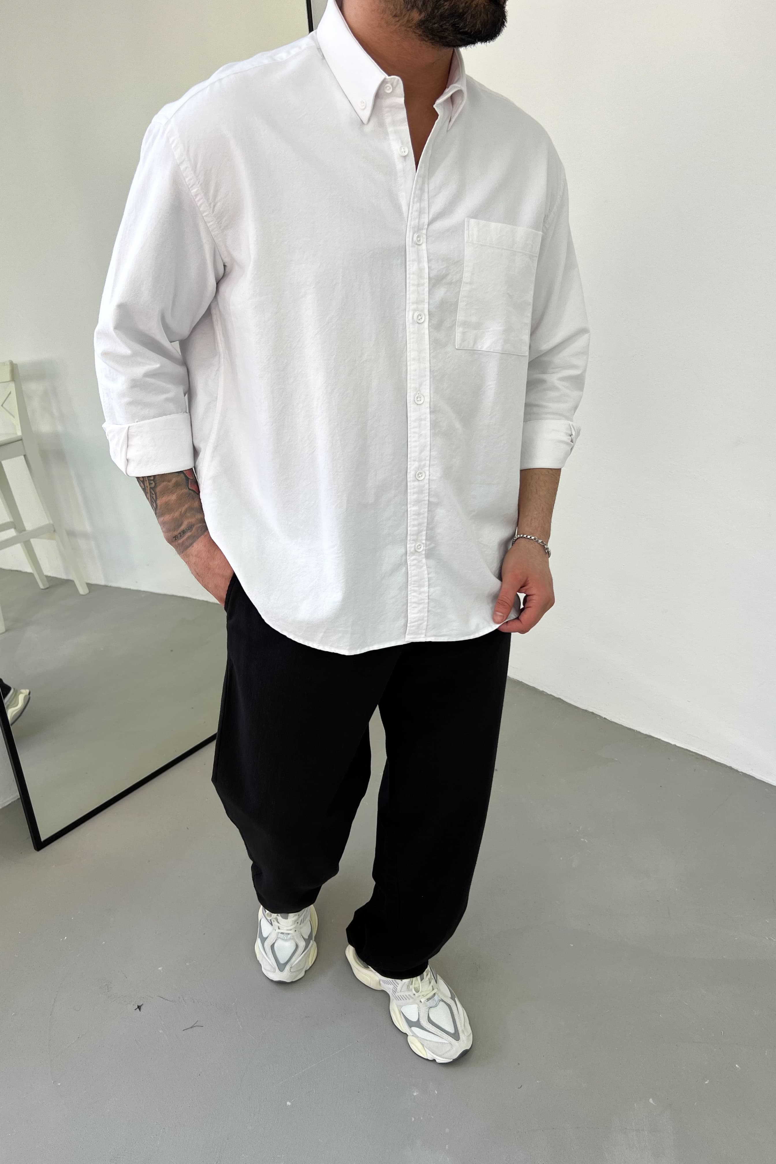 Oxford Kumaş Oversize  Gömlek 5566