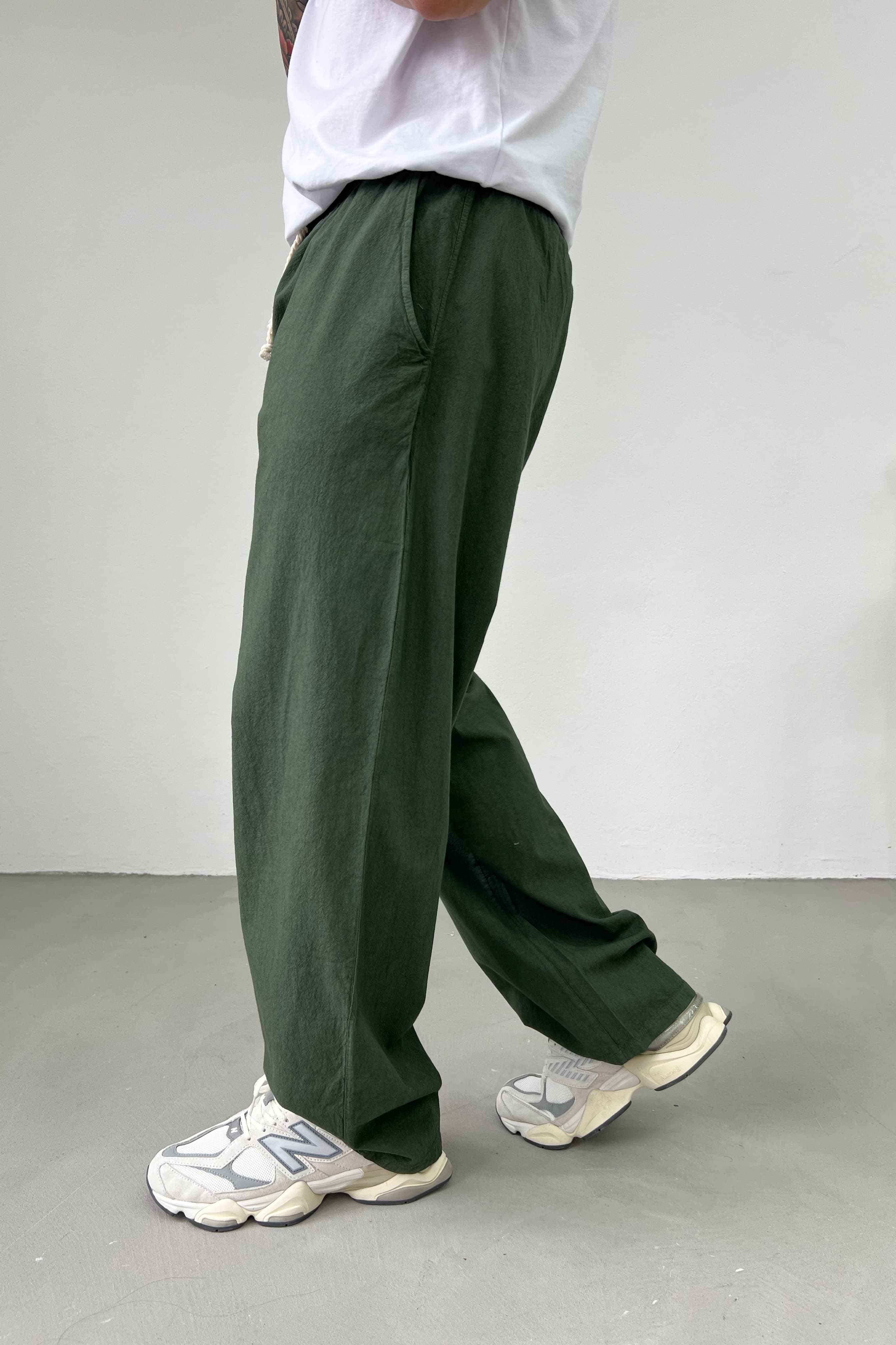 Beli Lastikli Keten Baggy Pantolon 40-10